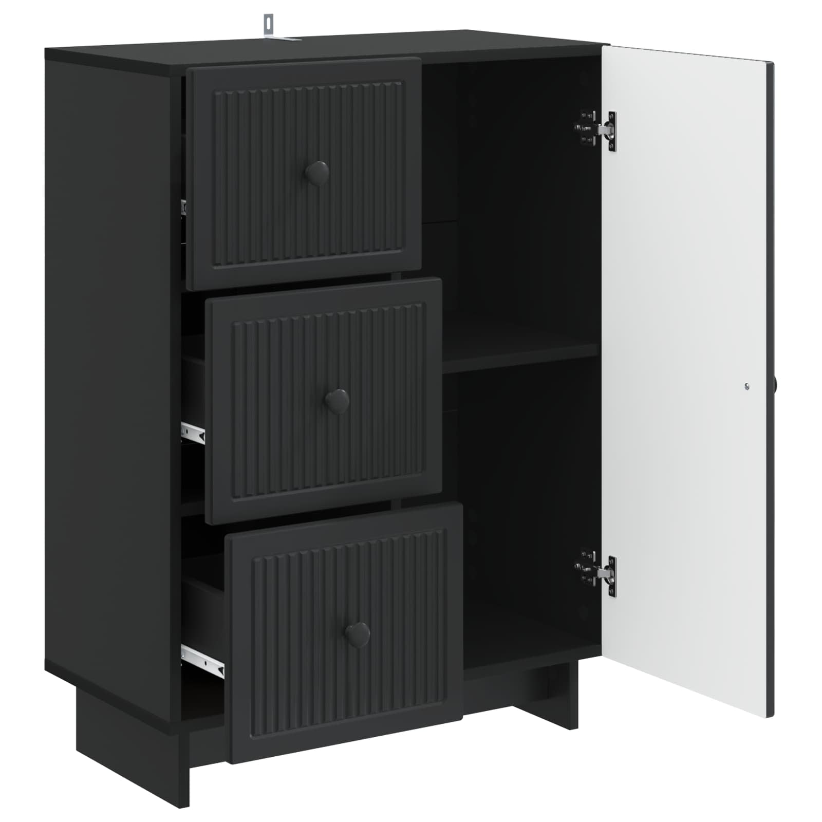 Buffet avec tiroir Noir 66 x 34,5 x 90 cm Bois d'ingénierie - XIOS