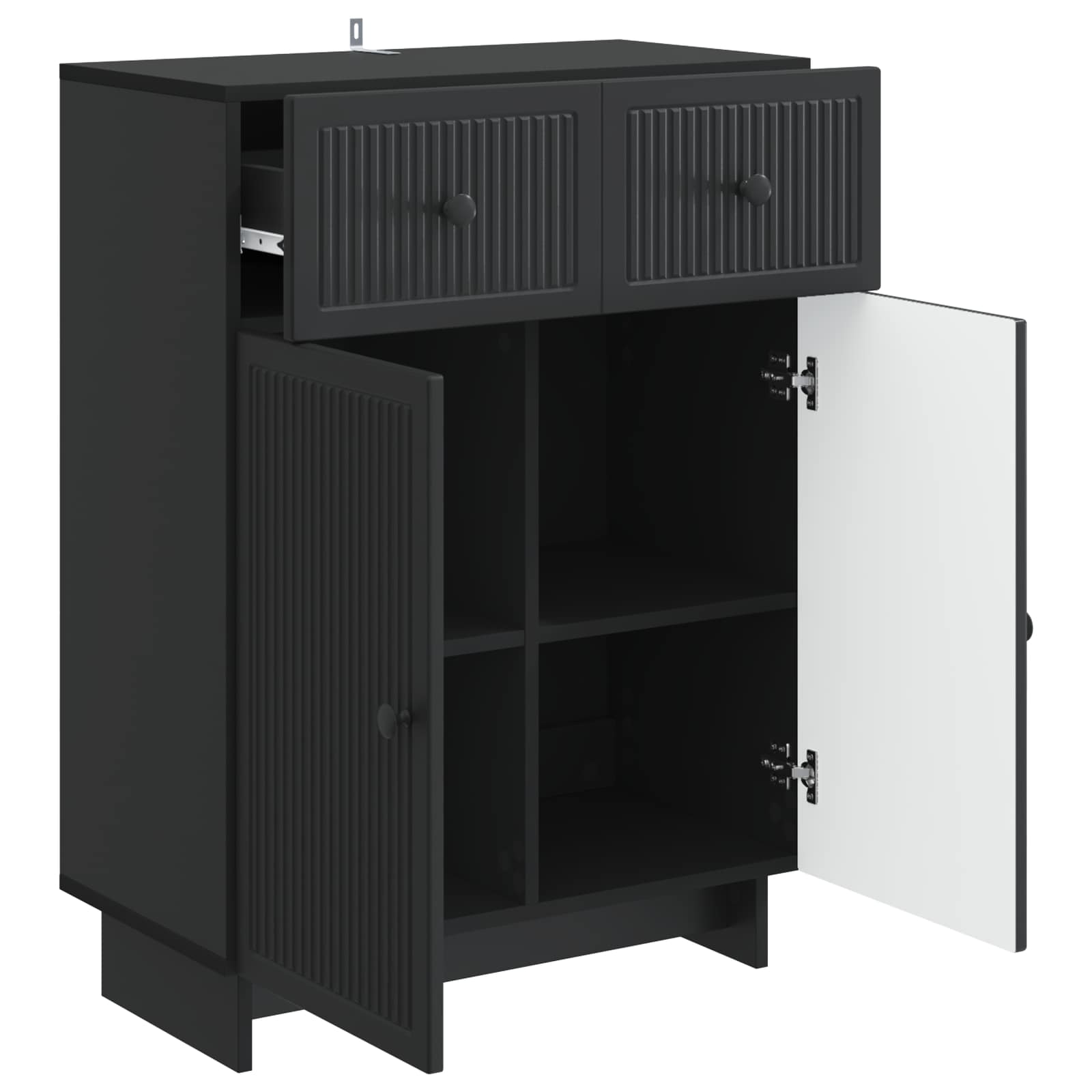 Buffet avec tiroir Noir 66 x 34,5 x 90 cm Bois d'ingénierie - XIOS