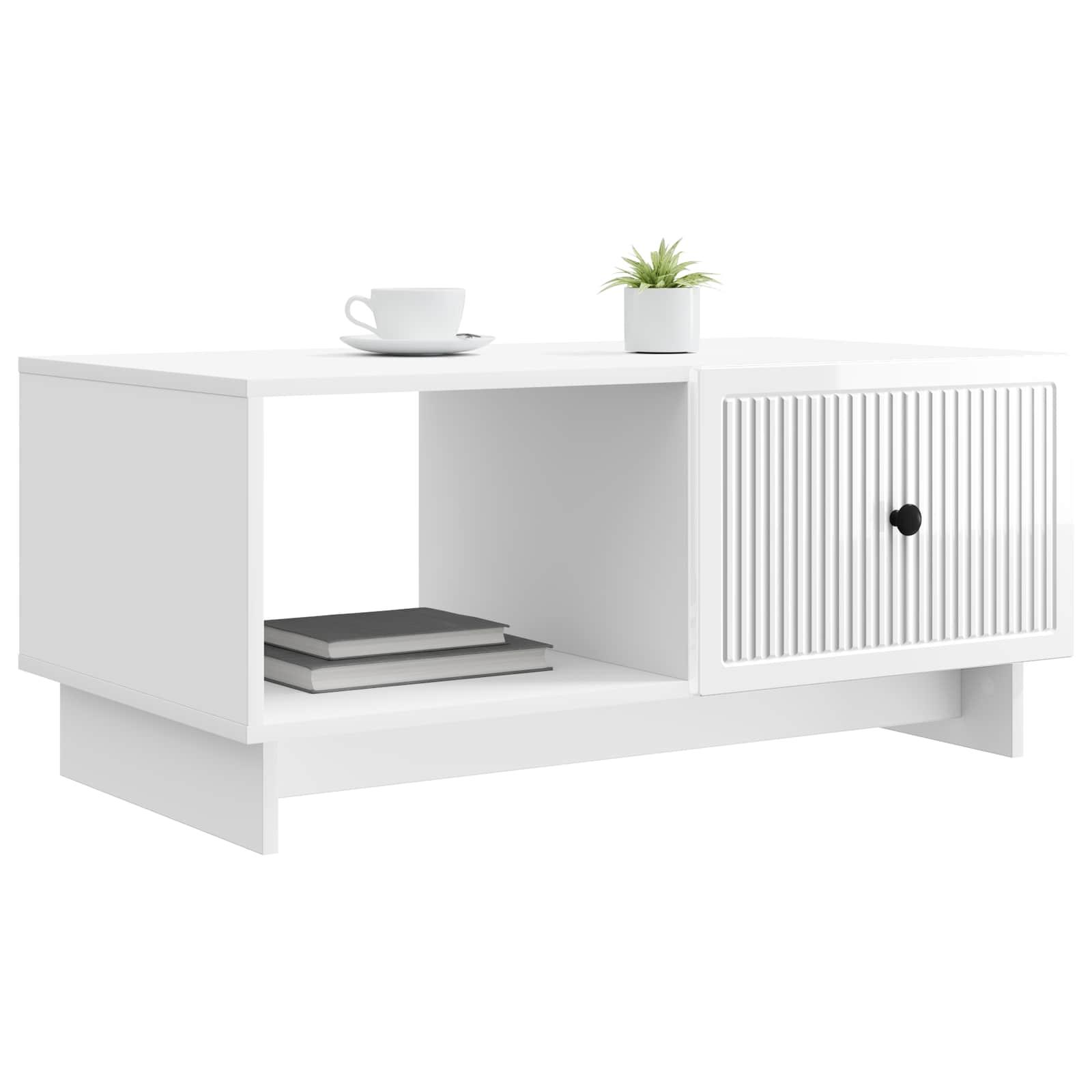 Table basse Blanc brillant 90 x 50 x 40 cm Bois d'ingénierie - XIOS