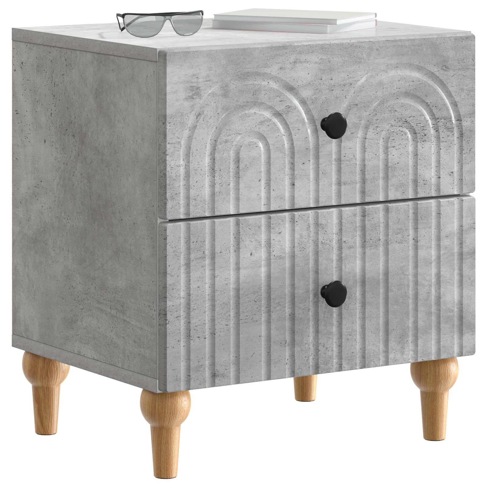 Cabinet de chevet avec tiroir Gris béton 43 x 34,5 x 48 cm - XIOS