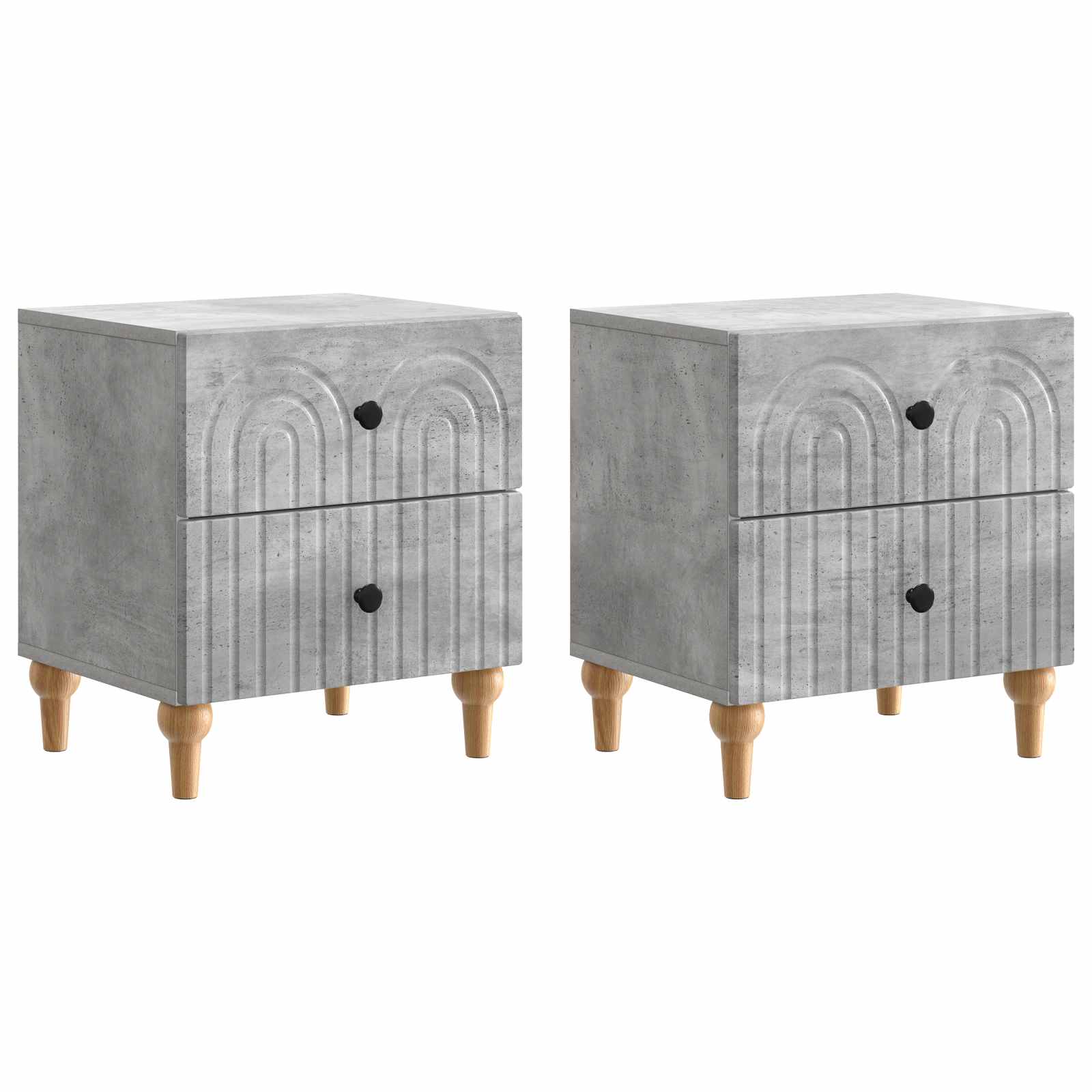 Cabinet de chevet 2 pcs Gris béton 43 x 34,5 x 48 cm - XIOS