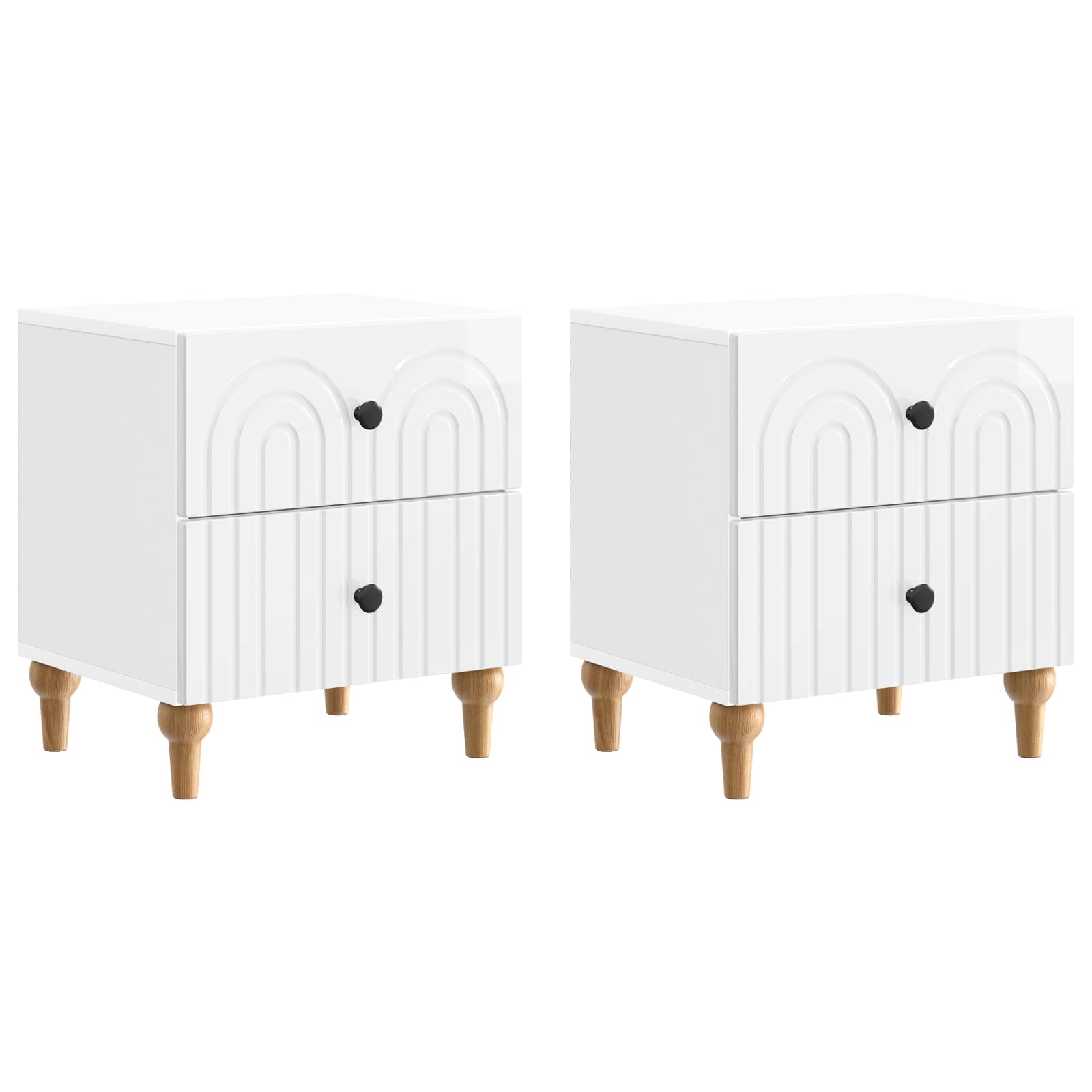 Cabinet de chevet 2 pcs Blanc brillant 43 x 34,5 x 48 cm - XIOS