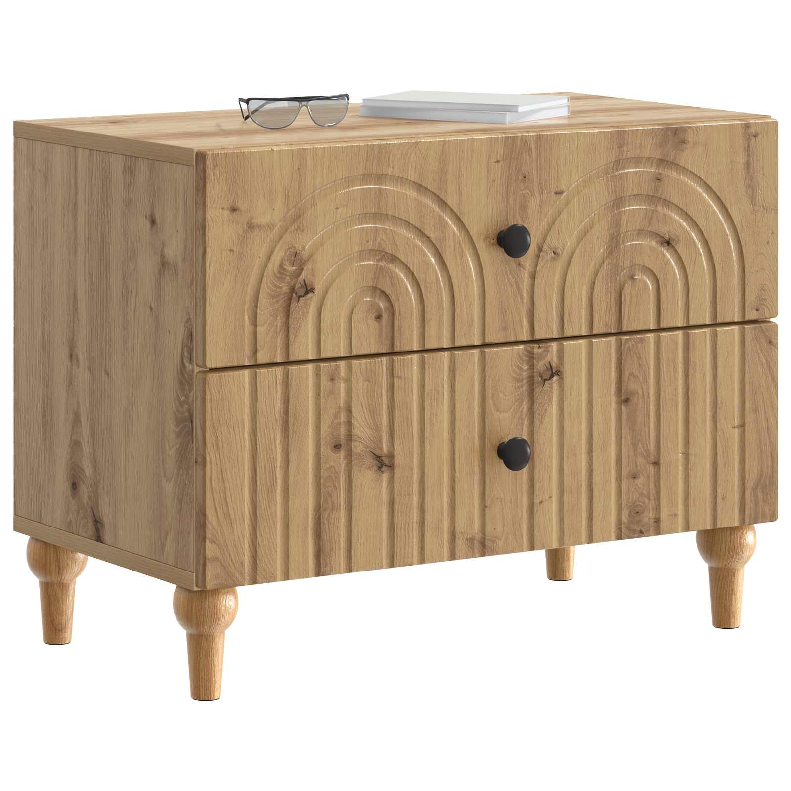 Cabinet de chevet avec tiroir Chêne artisanal 62 x 34,5 x 48 cm - XIOS