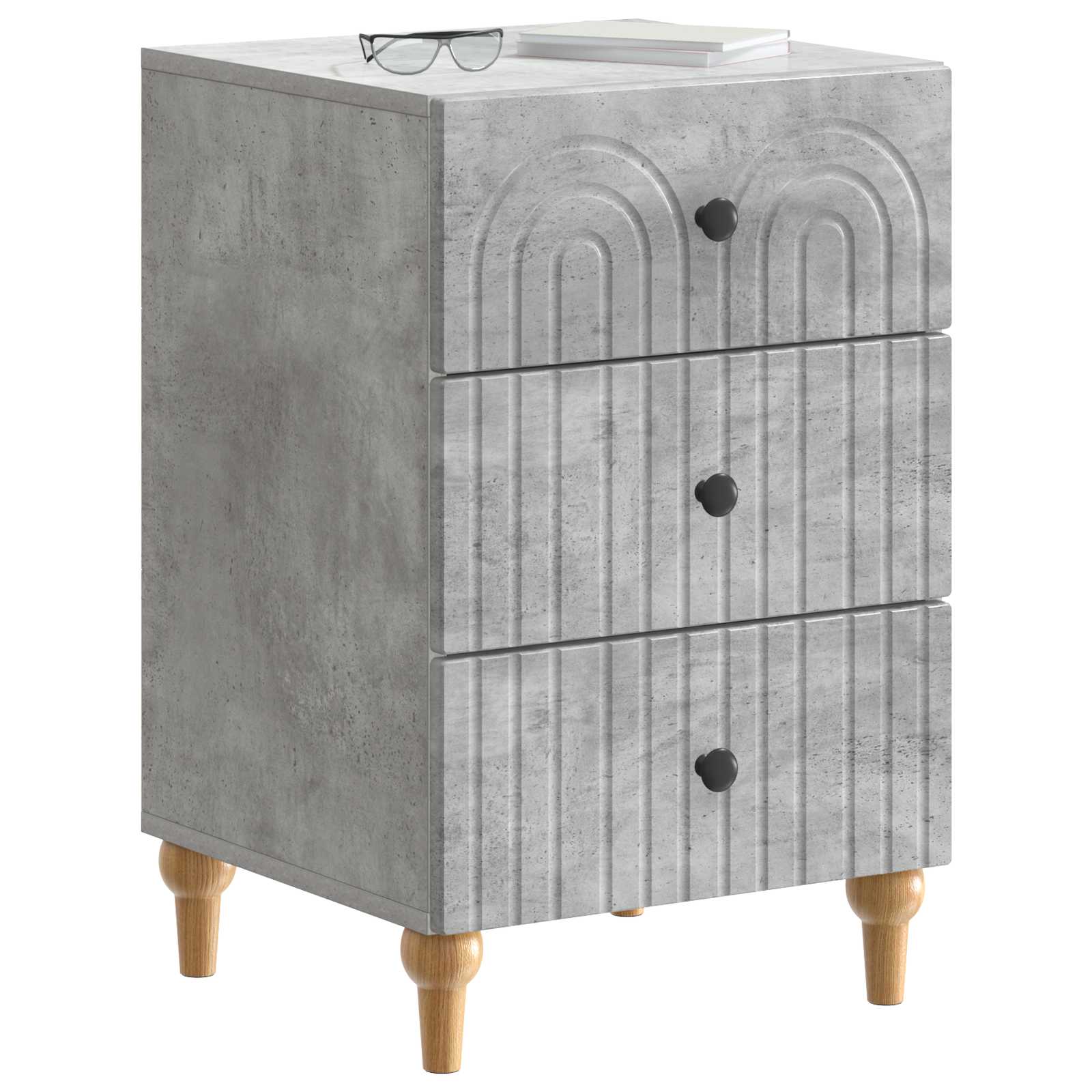 Cabinet de chevet avec tiroir Gris béton 43 x 41 x 66,5 cm - XIOS