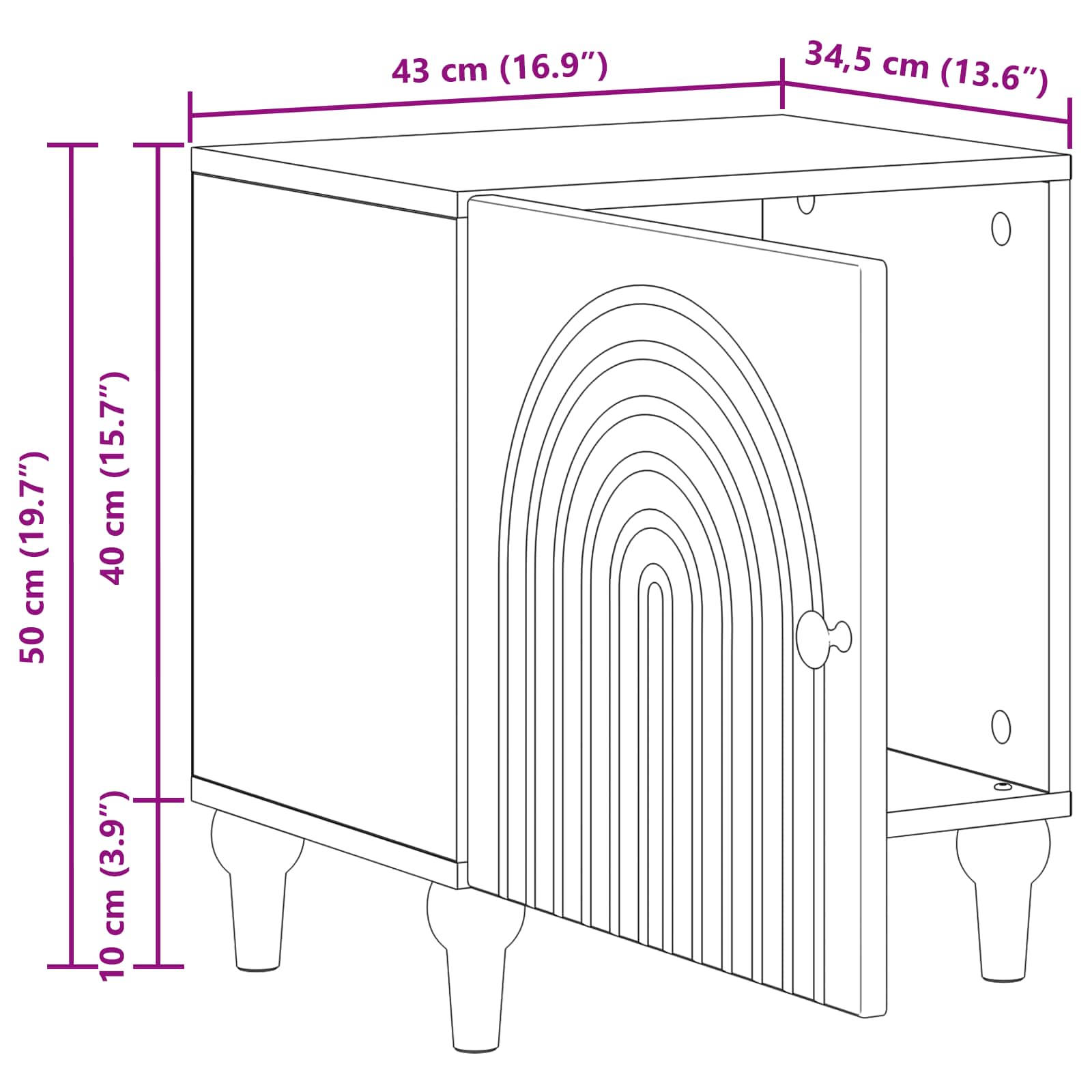 Cabinet de chevet Chêne Sonoma 43 x 34,5 x 50 cm - XIOS