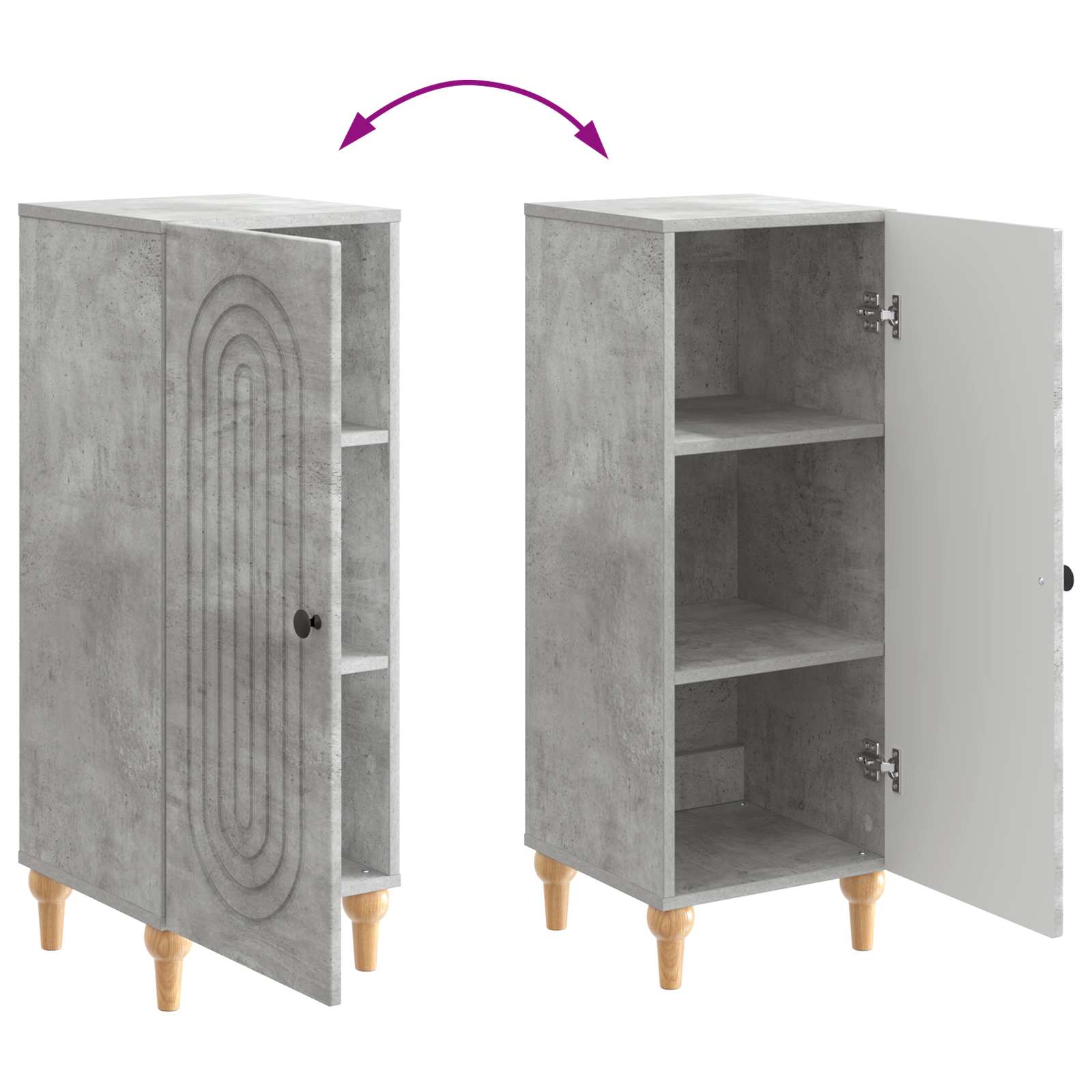 Buffet Gris béton 33 x 34,5 x 90 cm Bois d'ingénierie - XIOS