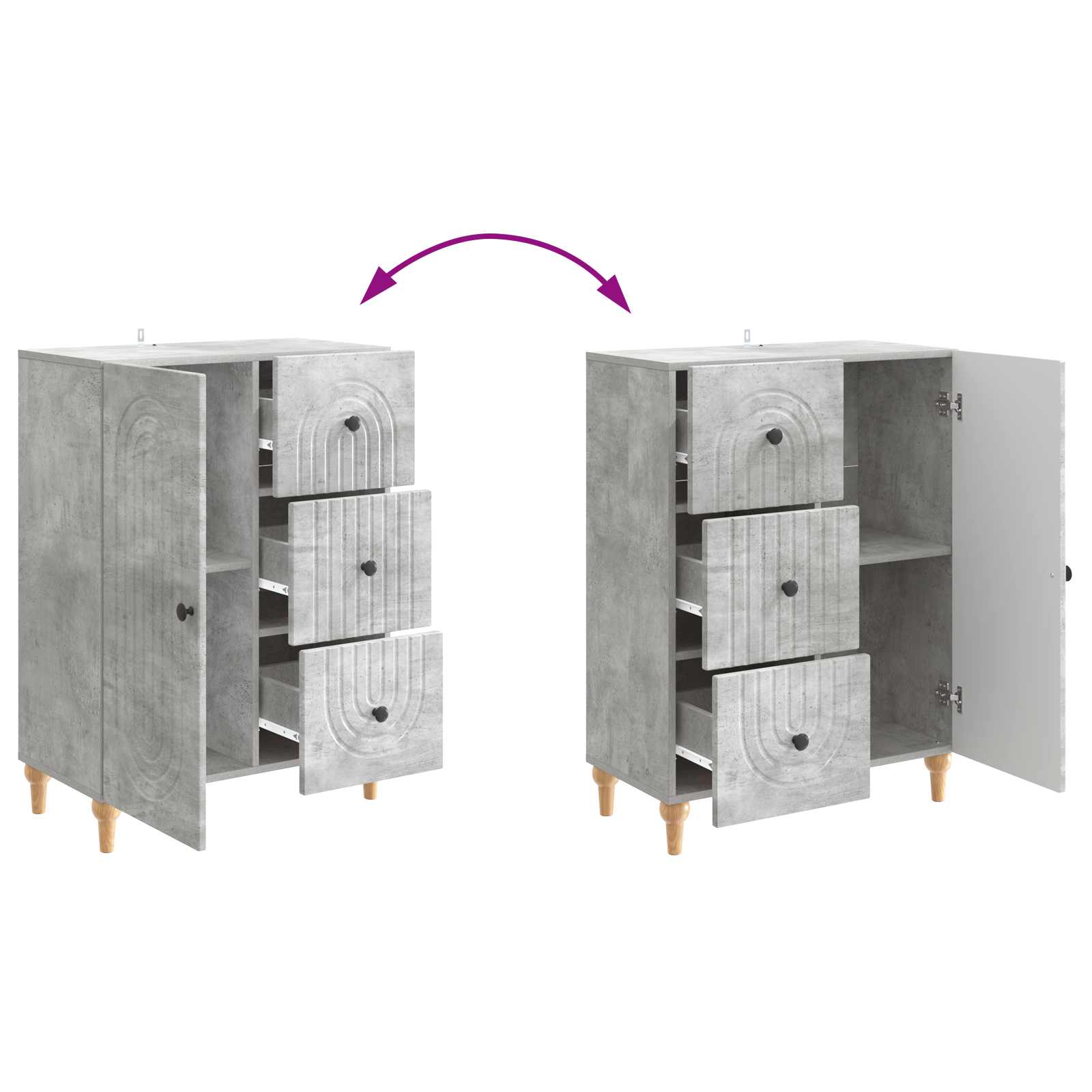 Buffet Gris béton 66 x 34,5 x 90 cm Bois d'ingénierie - XIOS