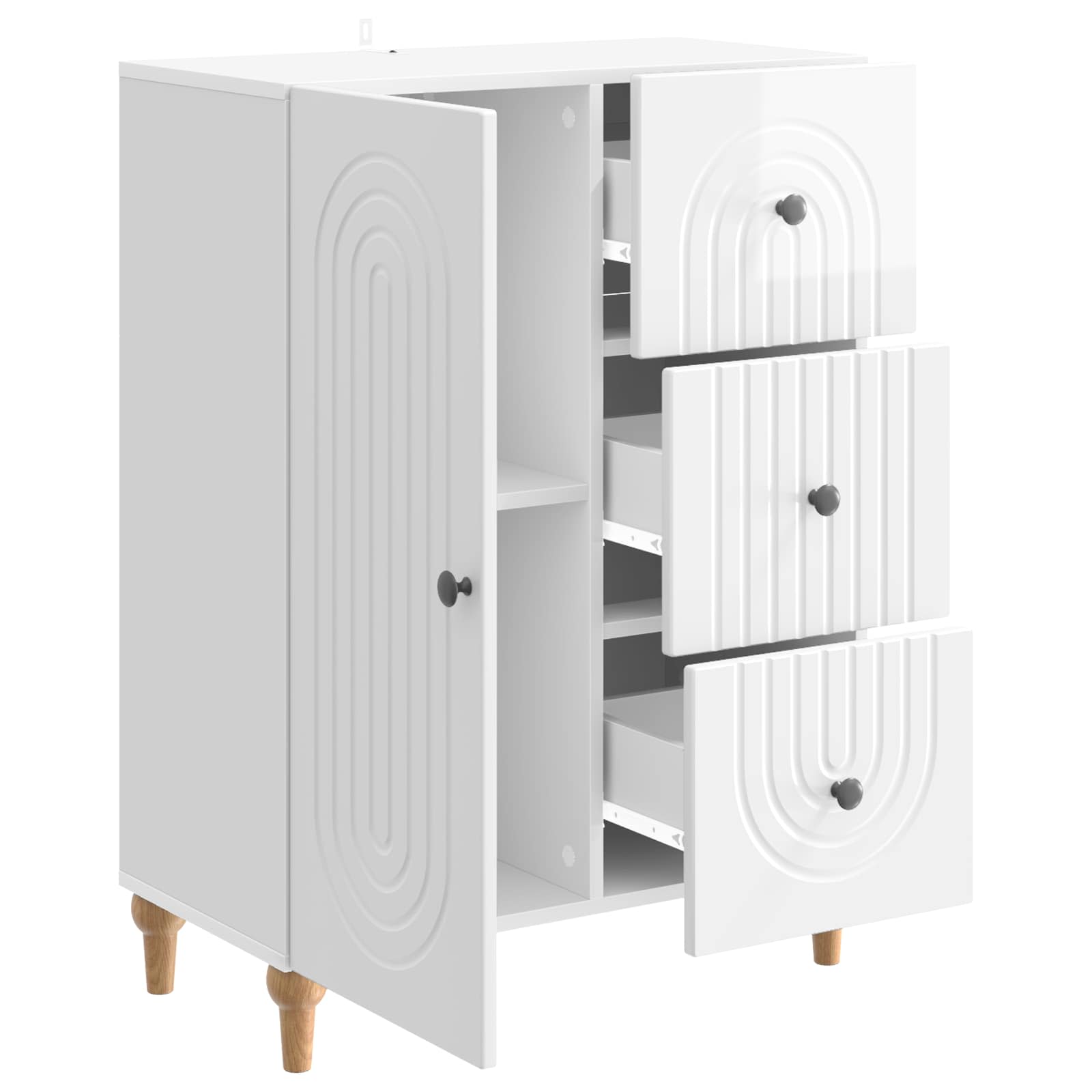 Buffet Blanc brillant 66 x 34,5 x 90 cm Bois d'ingénierie - XIOS
