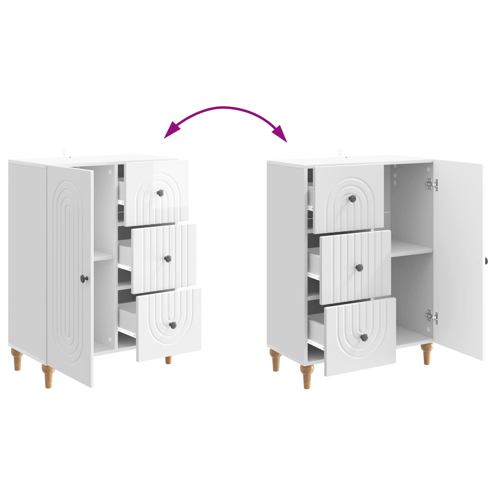 Buffet Blanc brillant 66 x 34,5 x 90 cm Bois d'ingénierie - XIOS