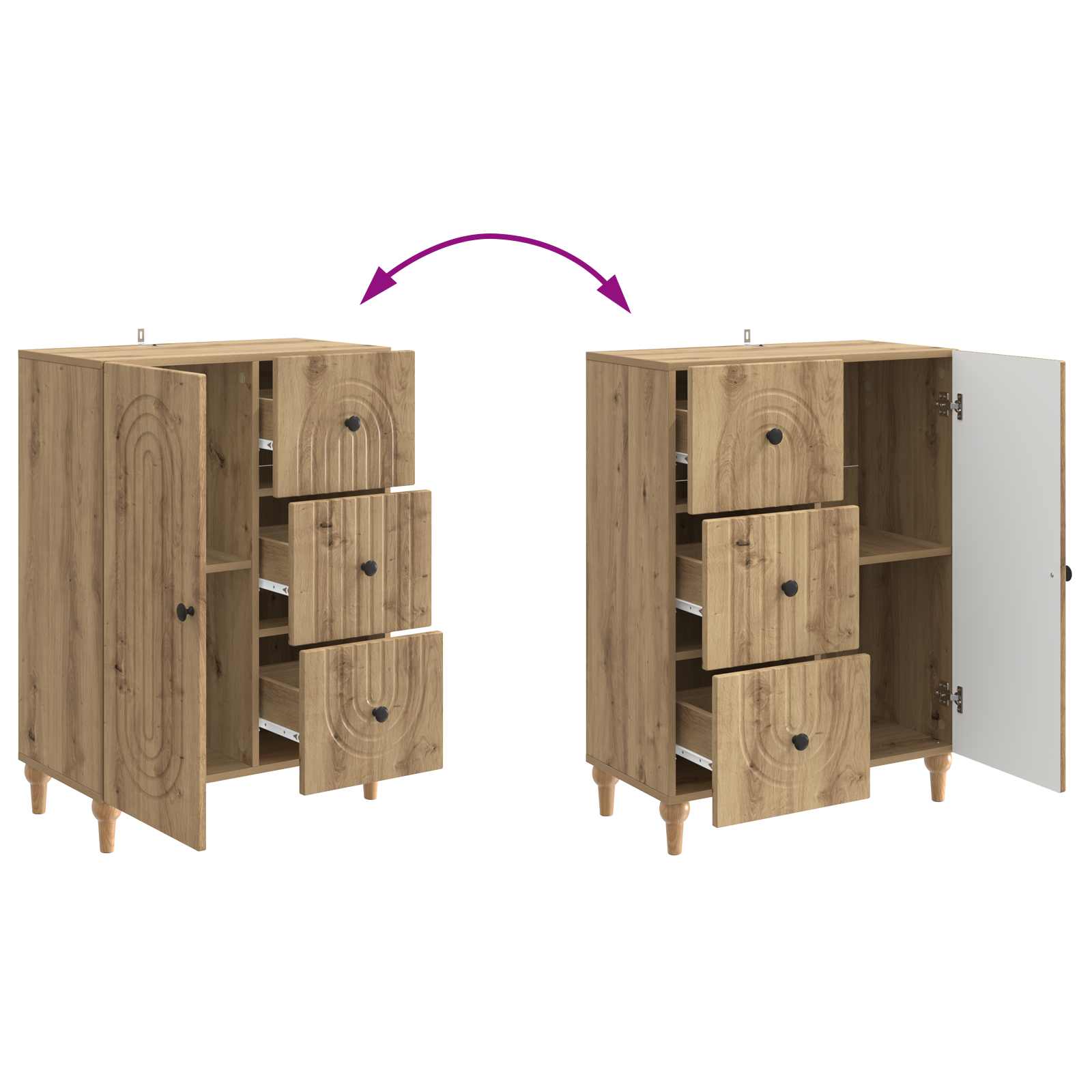 Buffet Chêne artisanal 66 x 34,5 x 90 cm Bois d'ingénierie - XIOS