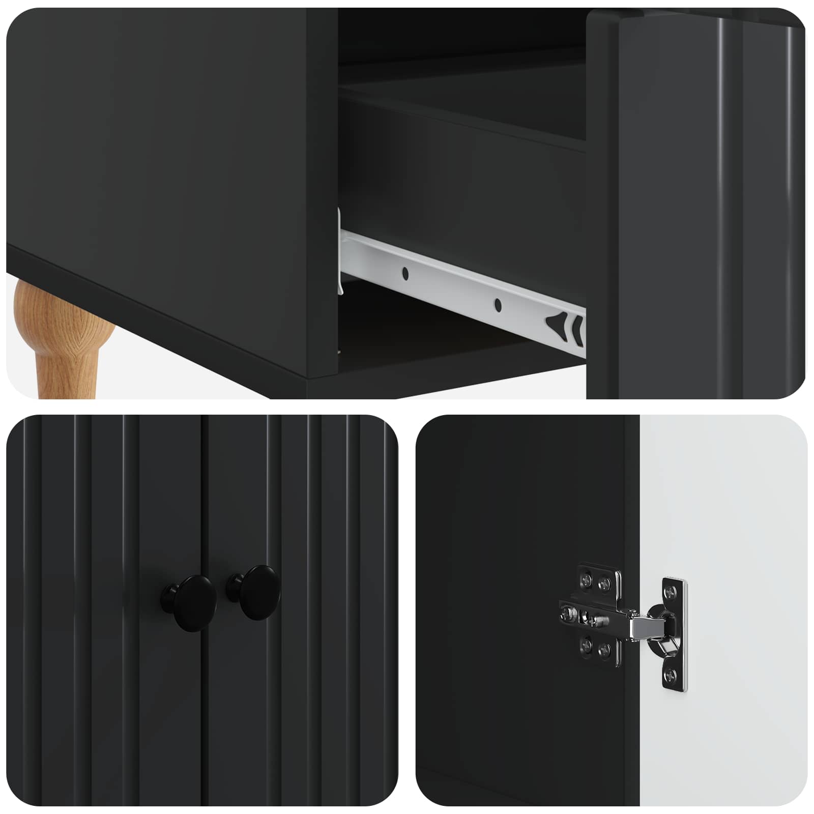 Buffet avec tiroir Noir 66 x 34,5 x 95 cm Bois d'ingénierie - XIOS