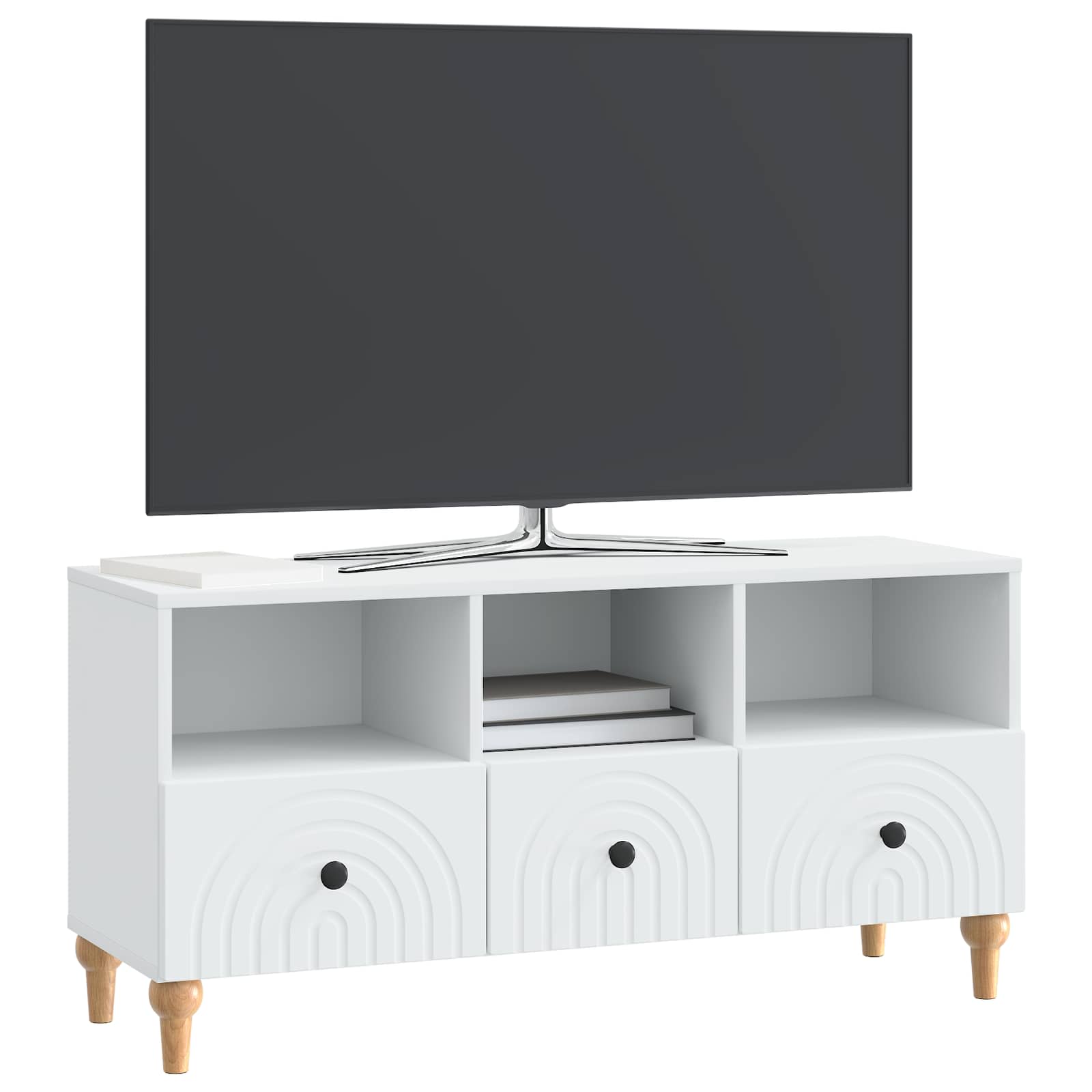 Meuble TV Blanc 102 x 34,5 x 50 cm Bois d’ingénierie - XIOS