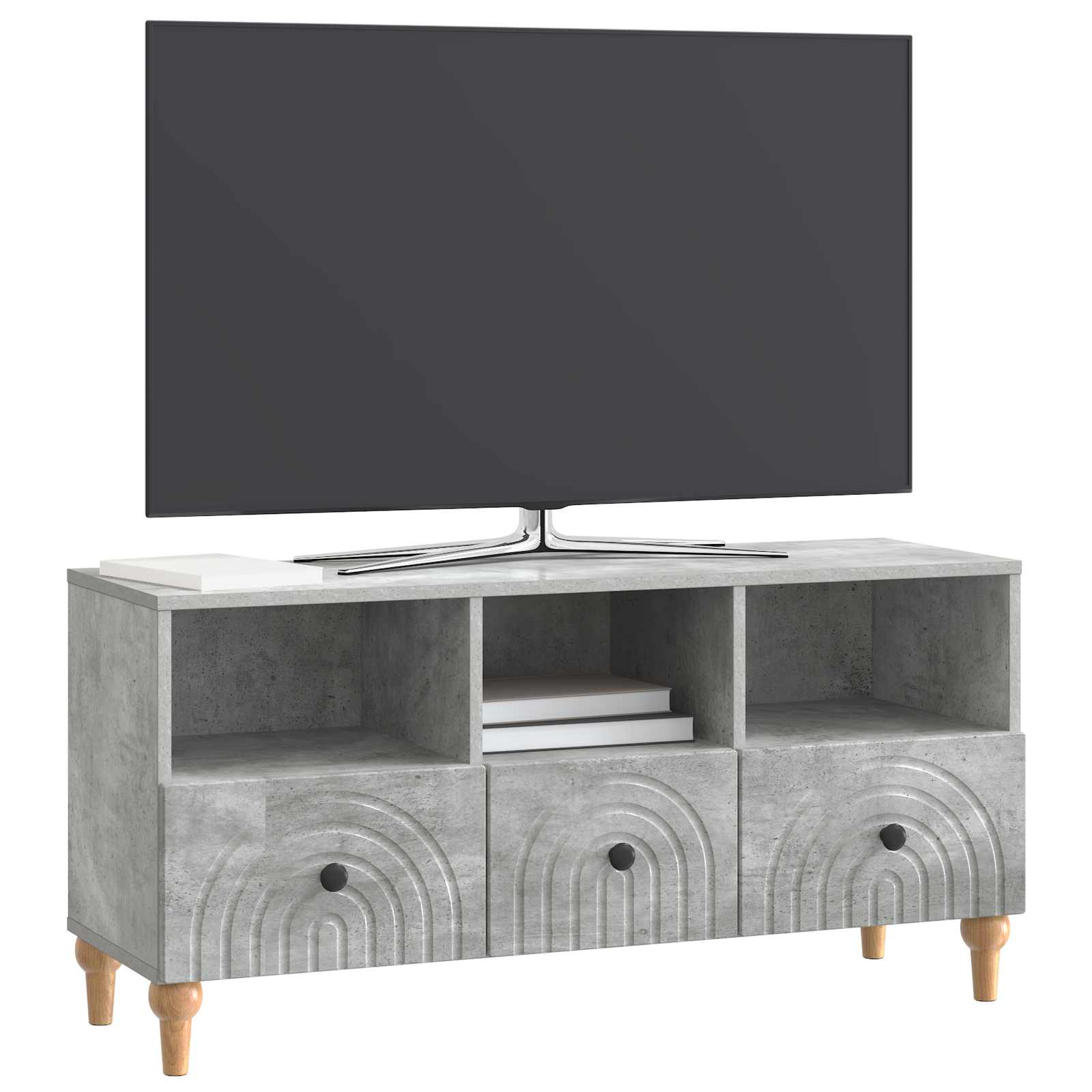 Meuble TV Gris Béton 102 x 34,5 x 50 cm Bois d’ingénierie - XIOS