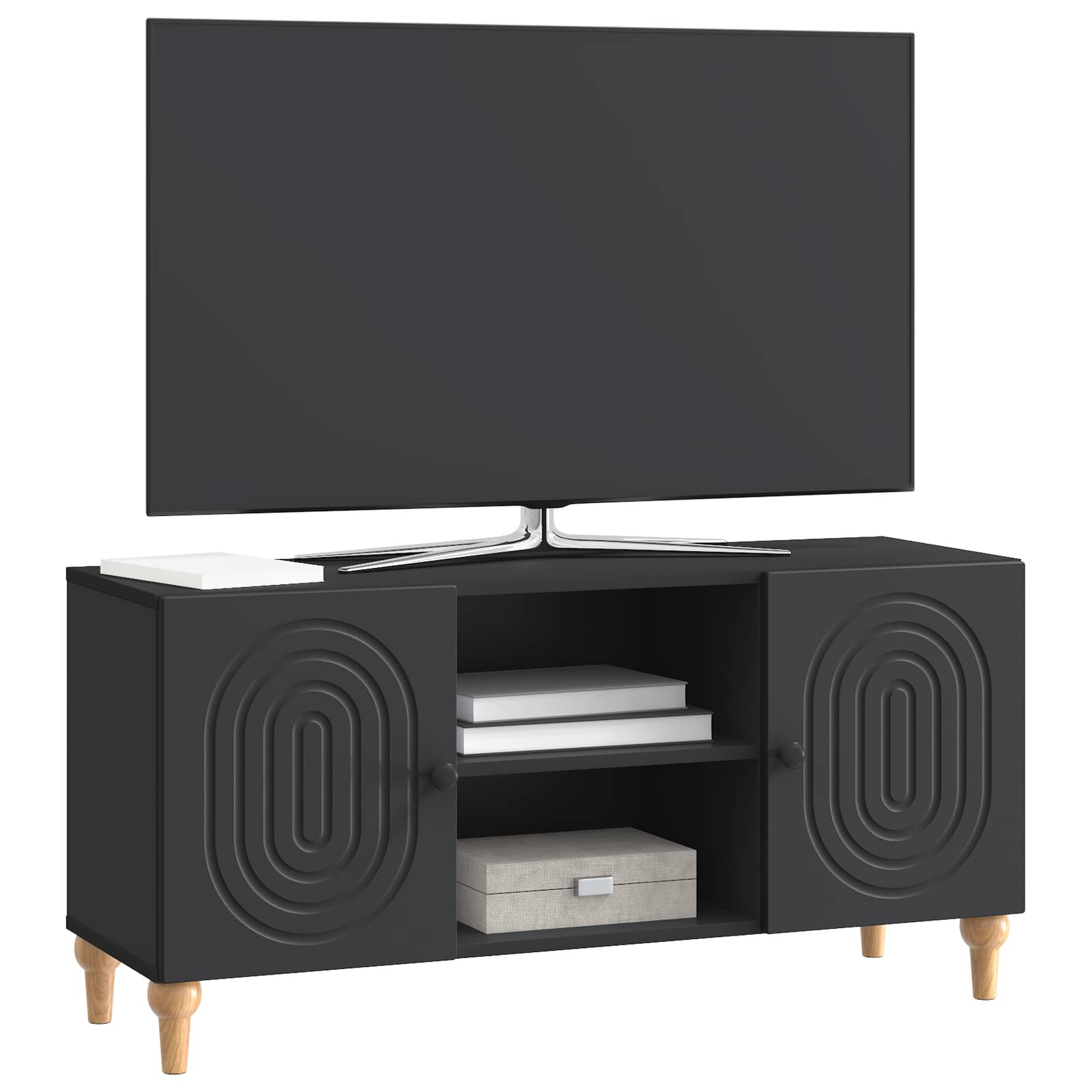Meuble TV Noir 102 x 34,5 x 50 cm Bois d'ingénierie - XIOS
