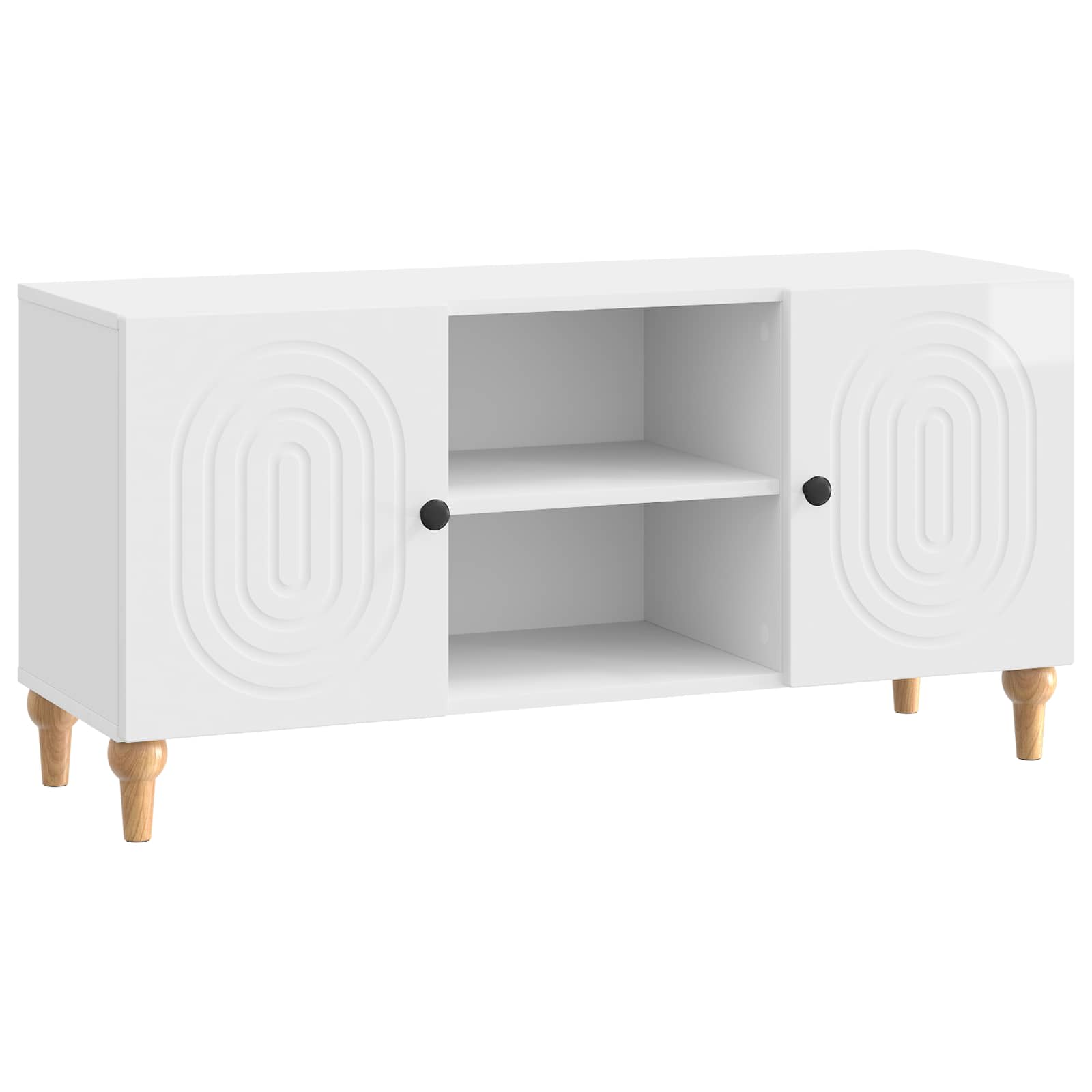 Meuble TV Blanc brillant 102 x 34,5 x 50 cm Bois d'ingénierie - XIOS