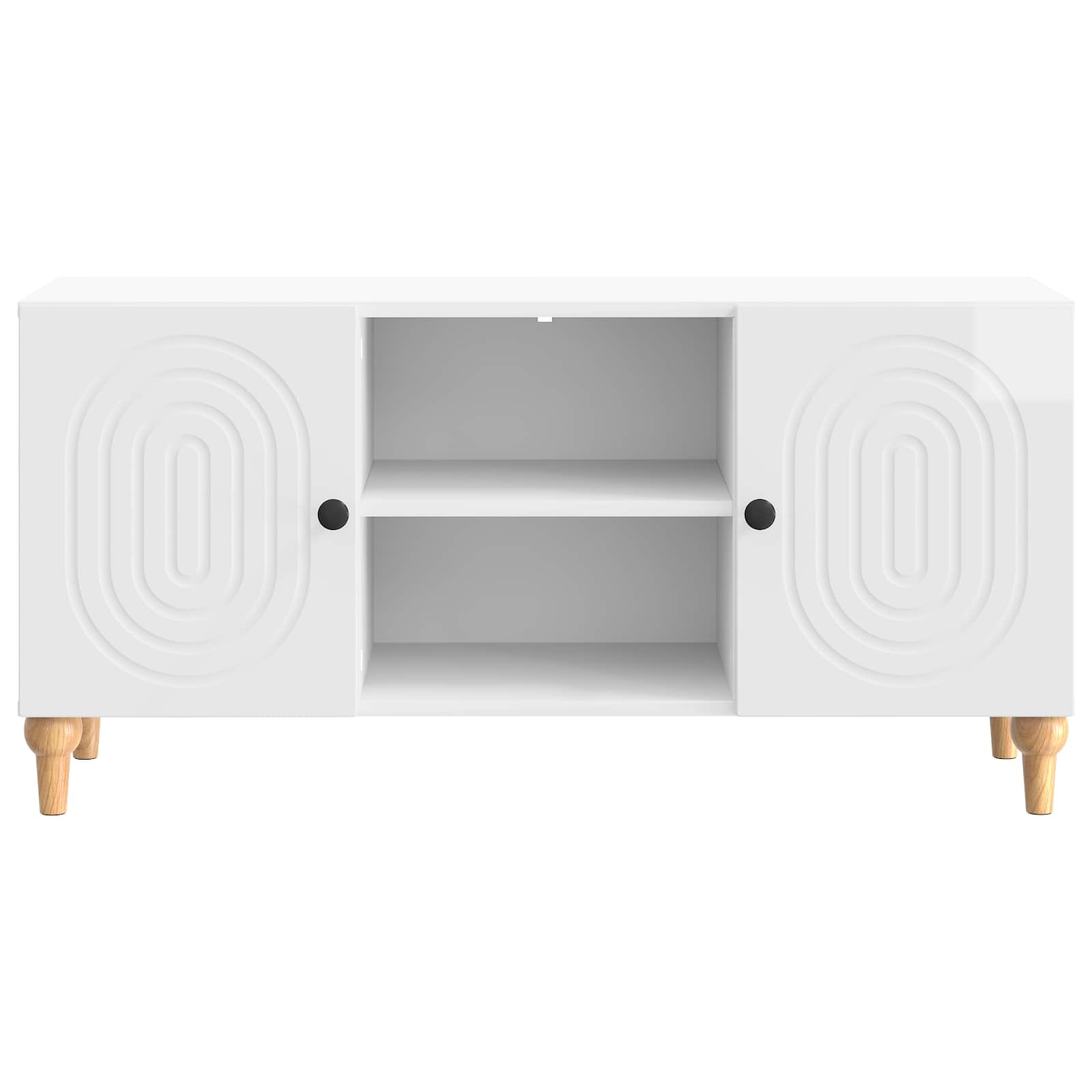 Meuble TV Blanc brillant 102 x 34,5 x 50 cm Bois d'ingénierie - XIOS