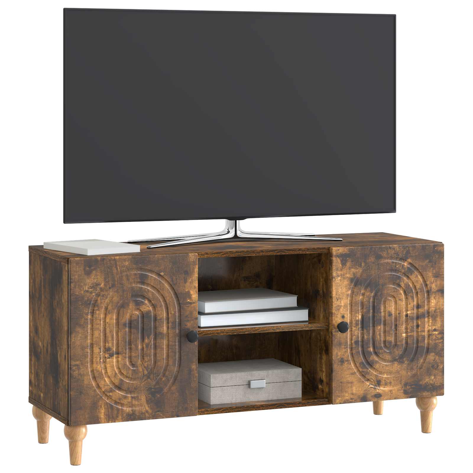 Meuble TV Chêne fumé 102 x 34,5 x 50 cm Bois d'ingénierie - XIOS