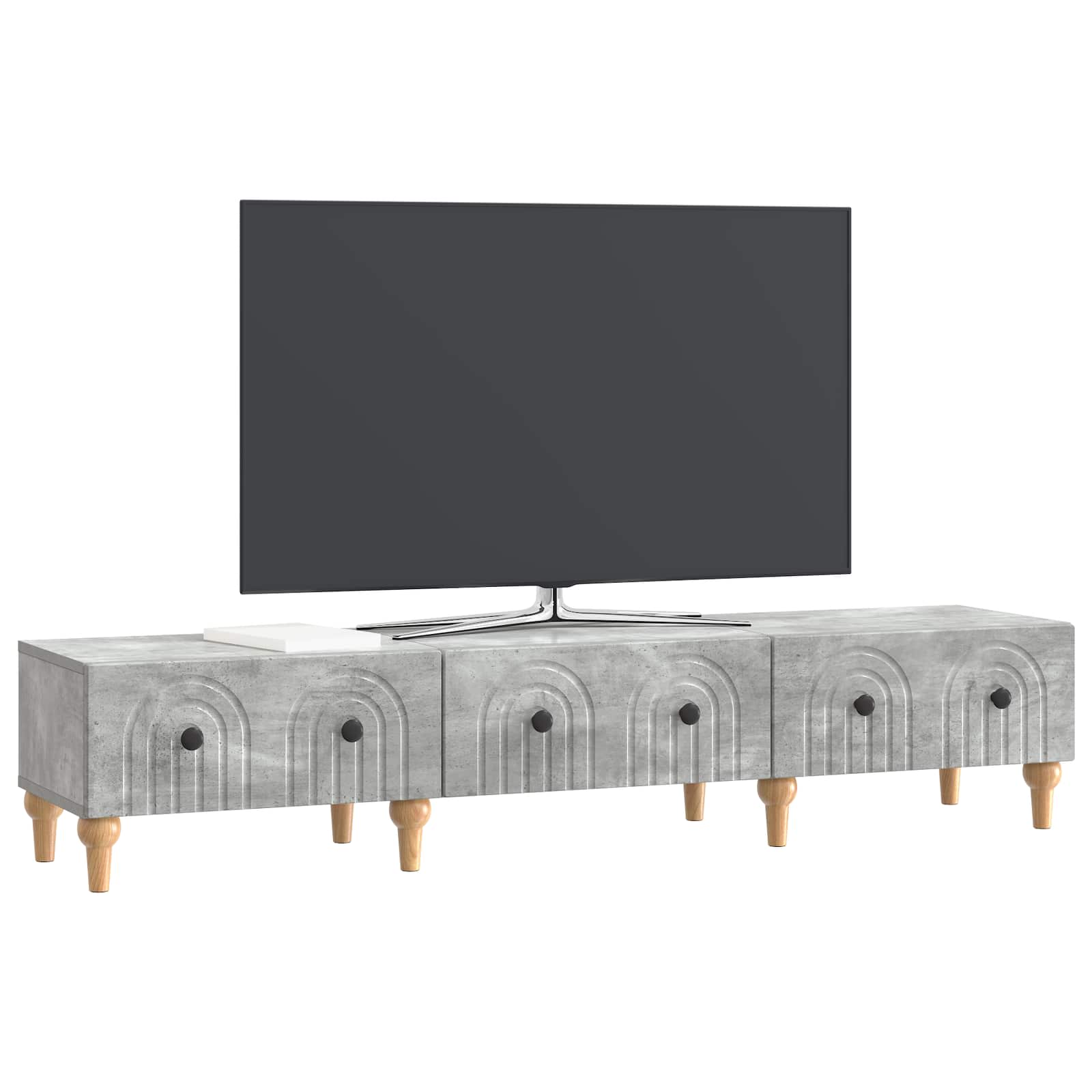 Meuble TV Gris béton 147 x 34,5 x 30 cm Bois d'ingénierie - XIOS