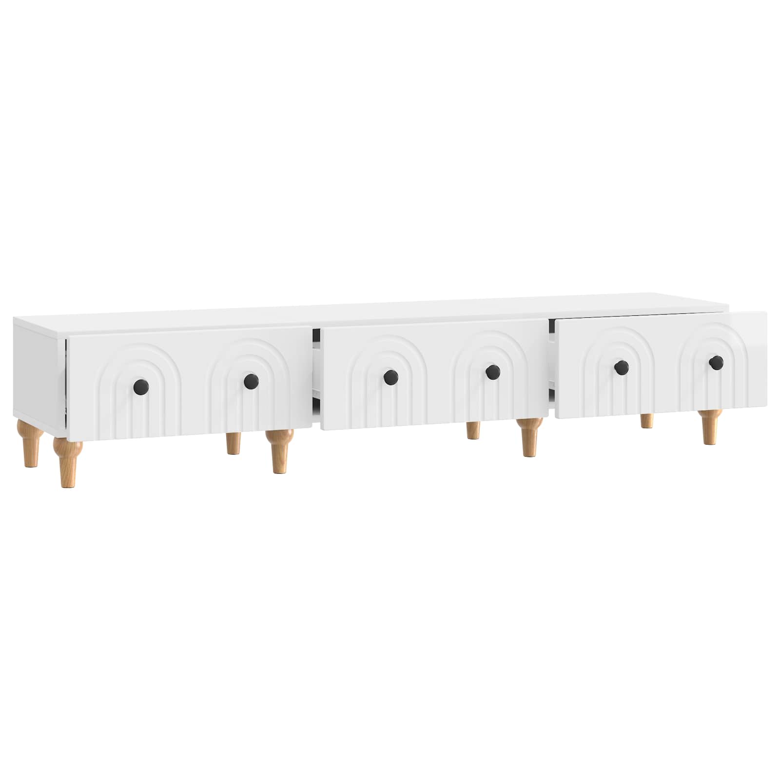 Meuble TV Blanc brillant 147 x 34,5 x 30 cm Bois d'ingénierie - XIOS