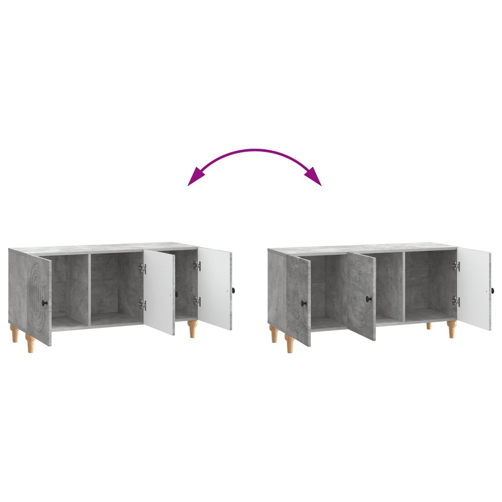 Meuble TV Gris béton 99 x 34,5 x 50 cm Bois d'ingénierie - XIOS