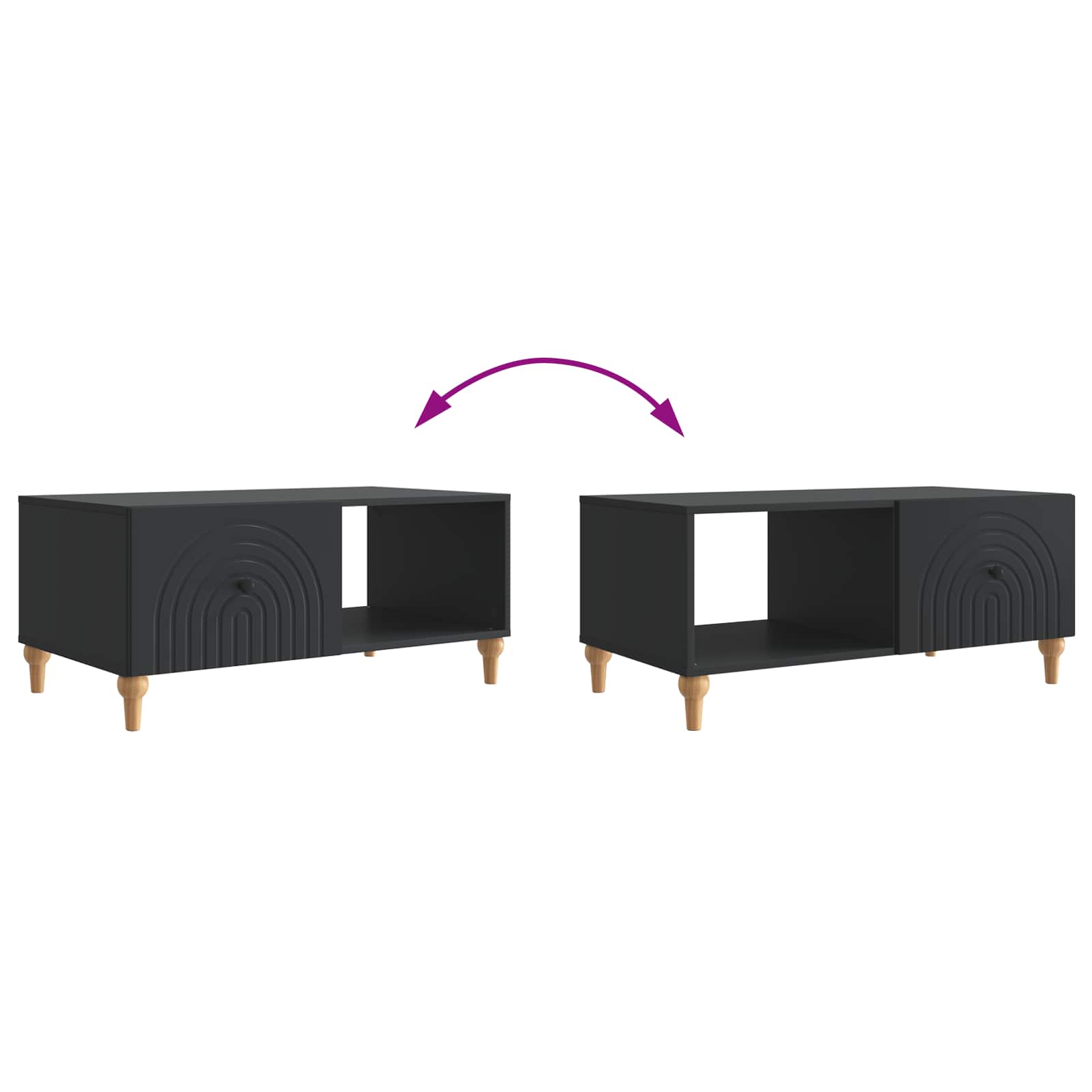 Table basse Noir 90 x 50 x 40 cm Bois d'ingénierie - XIOS
