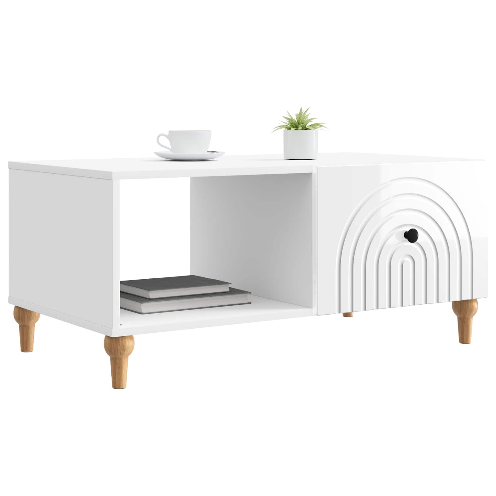 Table basse Blanc brillant 90 x 50 x 40 cm Bois d'ingénierie - XIOS