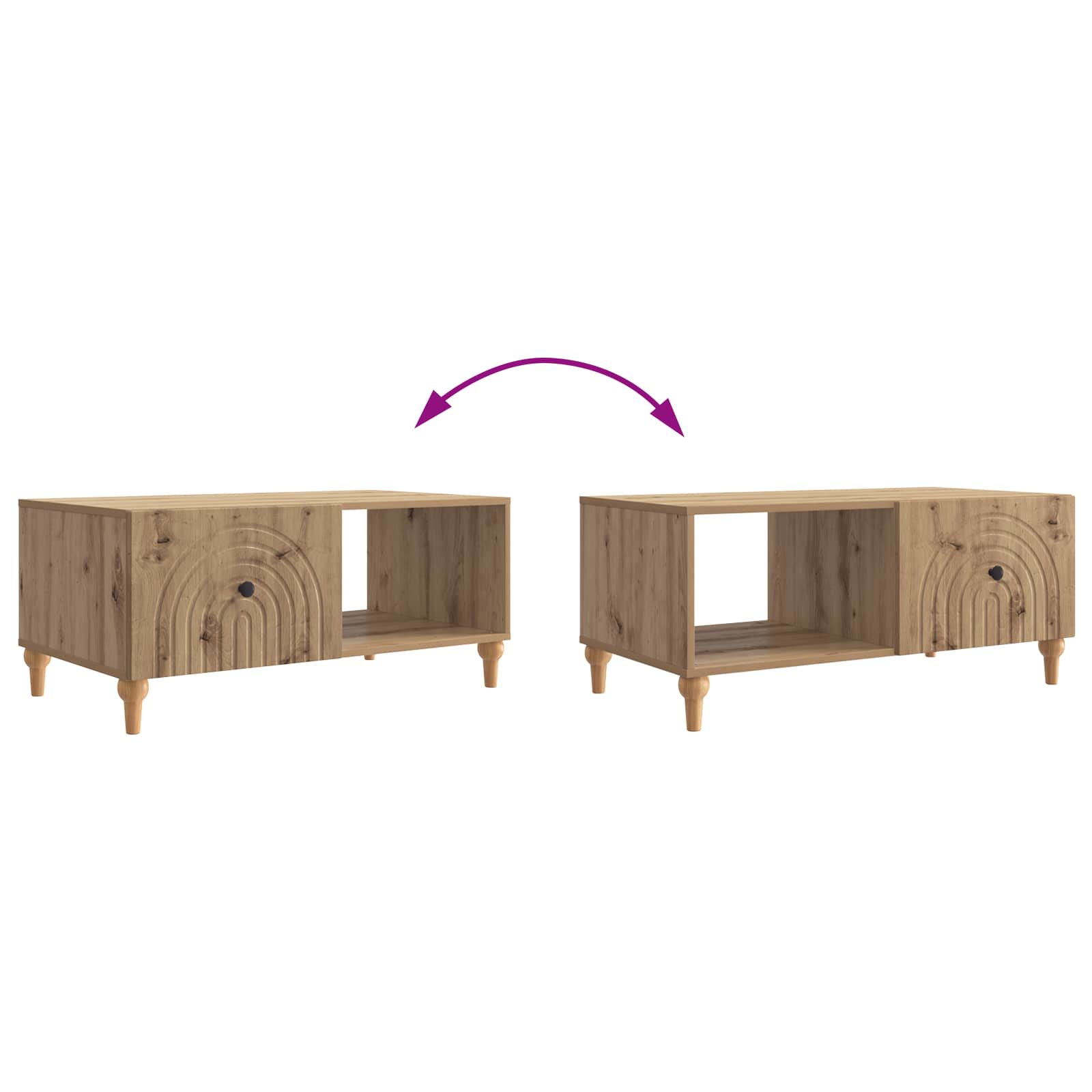 Table basse Chêne artisanal 90 x 50 x 40 cm Bois d'ingénierie - XIOS