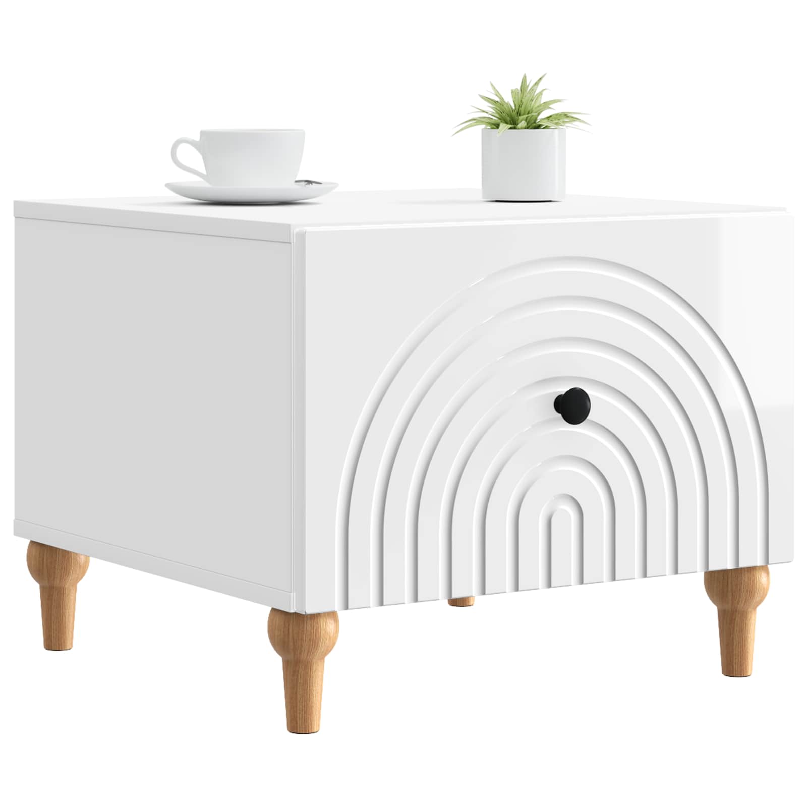 Table basse Blanc brillant 49 x 50 x 40 cm Bois d'ingénierie - XIOS