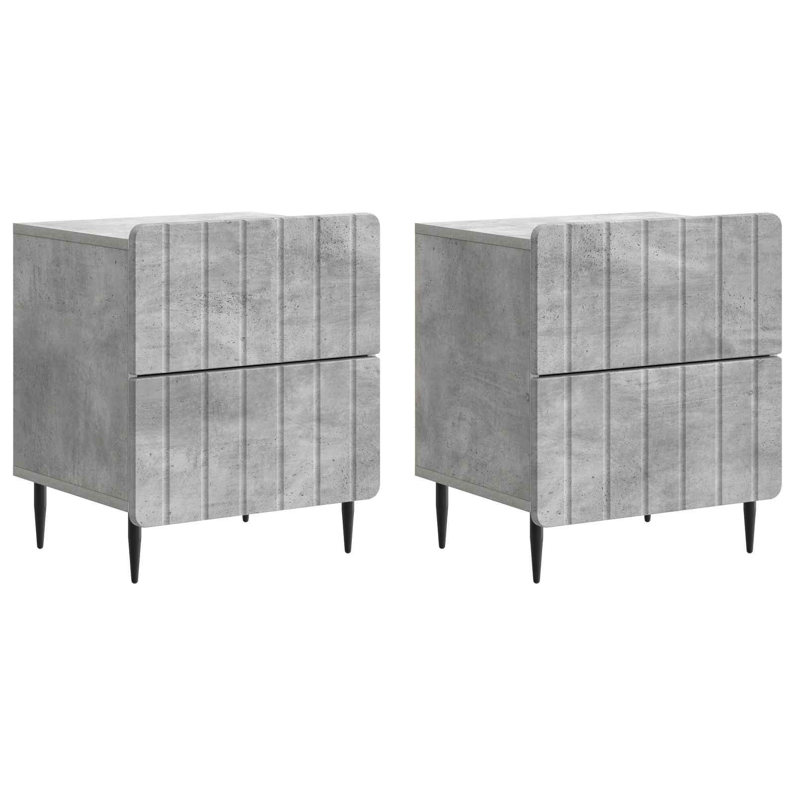Cabinet de chevet 2 pcs Gris béton 43 x 34,5 x 49,5 cm - XIOS