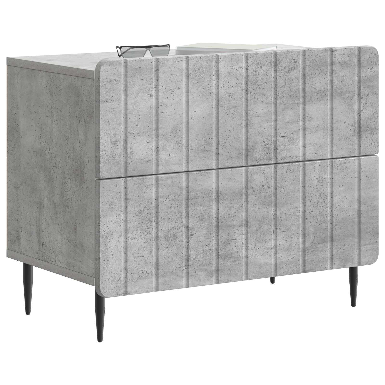 Cabinet de chevet avec tiroir Gris béton 62 x 34,5 x 49,5 cm - XIOS