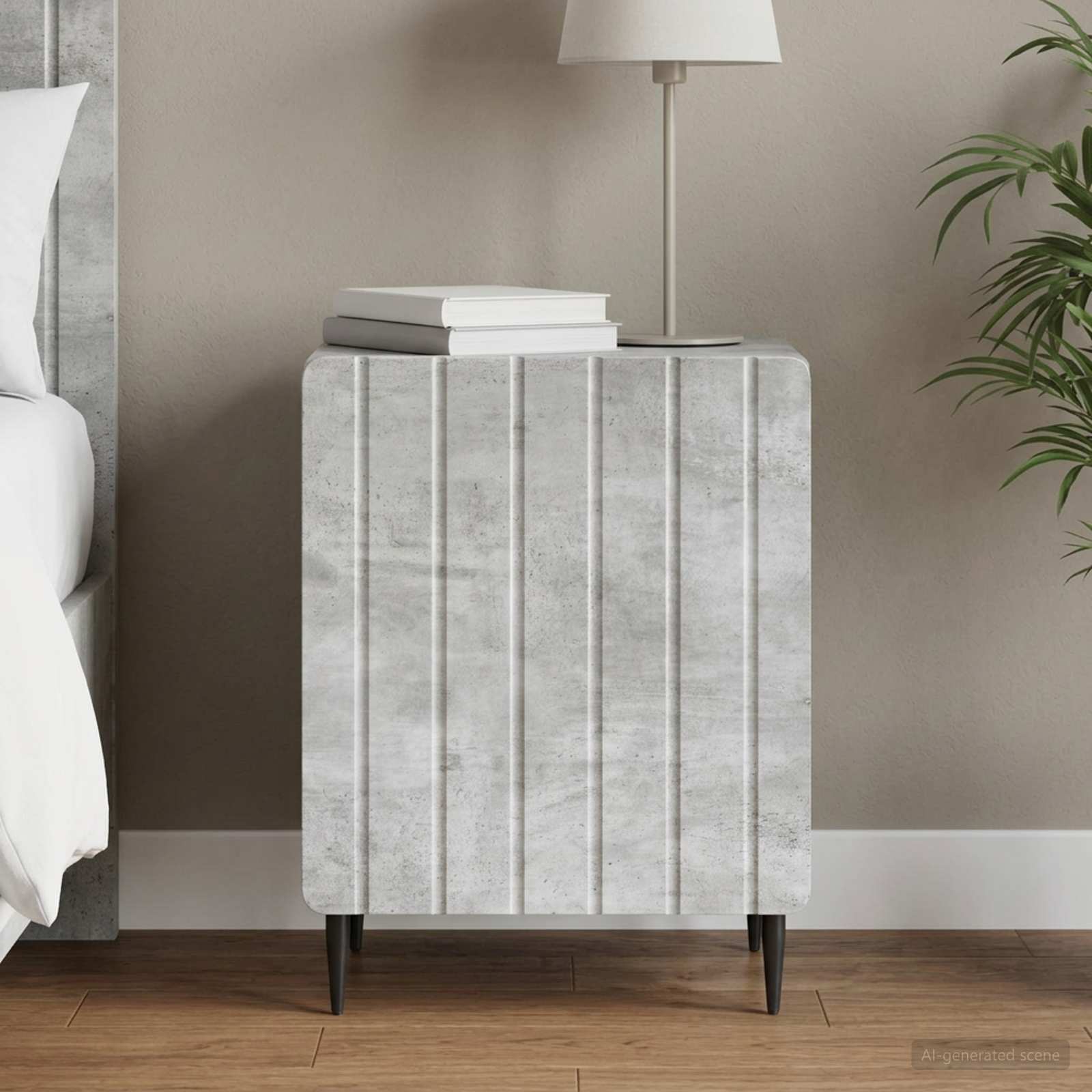 Cabinet de chevet Gris béton 43 x 34,5 x 52 cm - XIOS