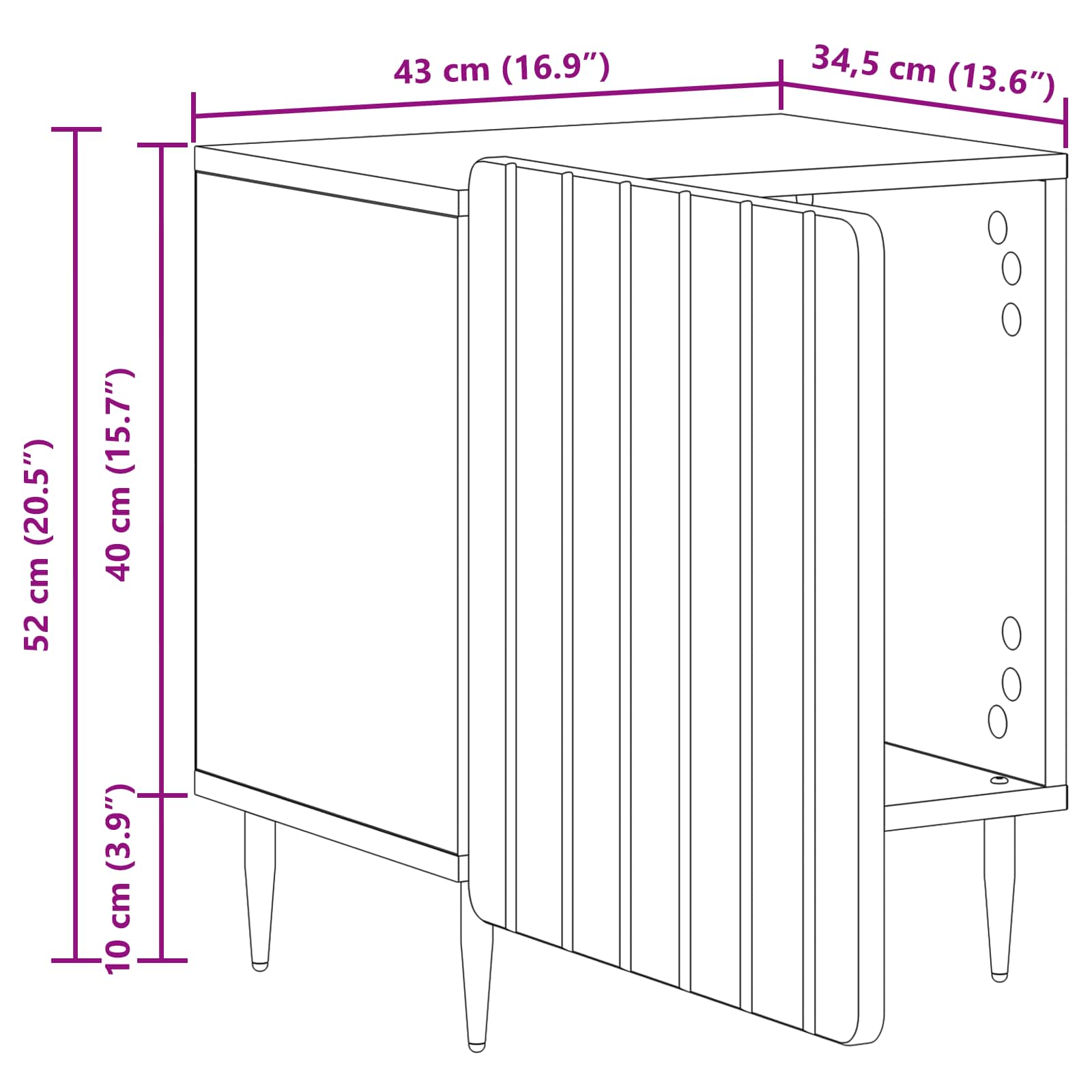 Cabinet de chevet Sonoma gris 43 x 34,5 x 52 cm - XIOS