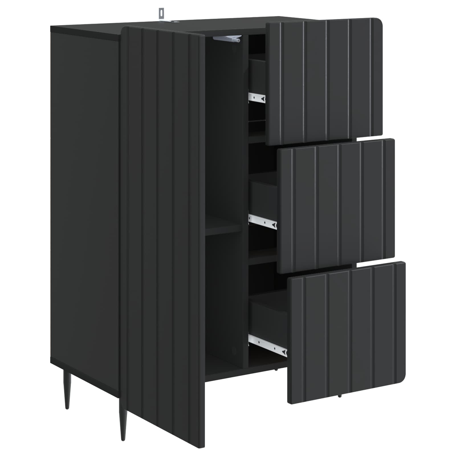 Buffet avec tiroir Noir 66 x 34,5 x 91,5 cm Bois d'ingénierie - XIOS