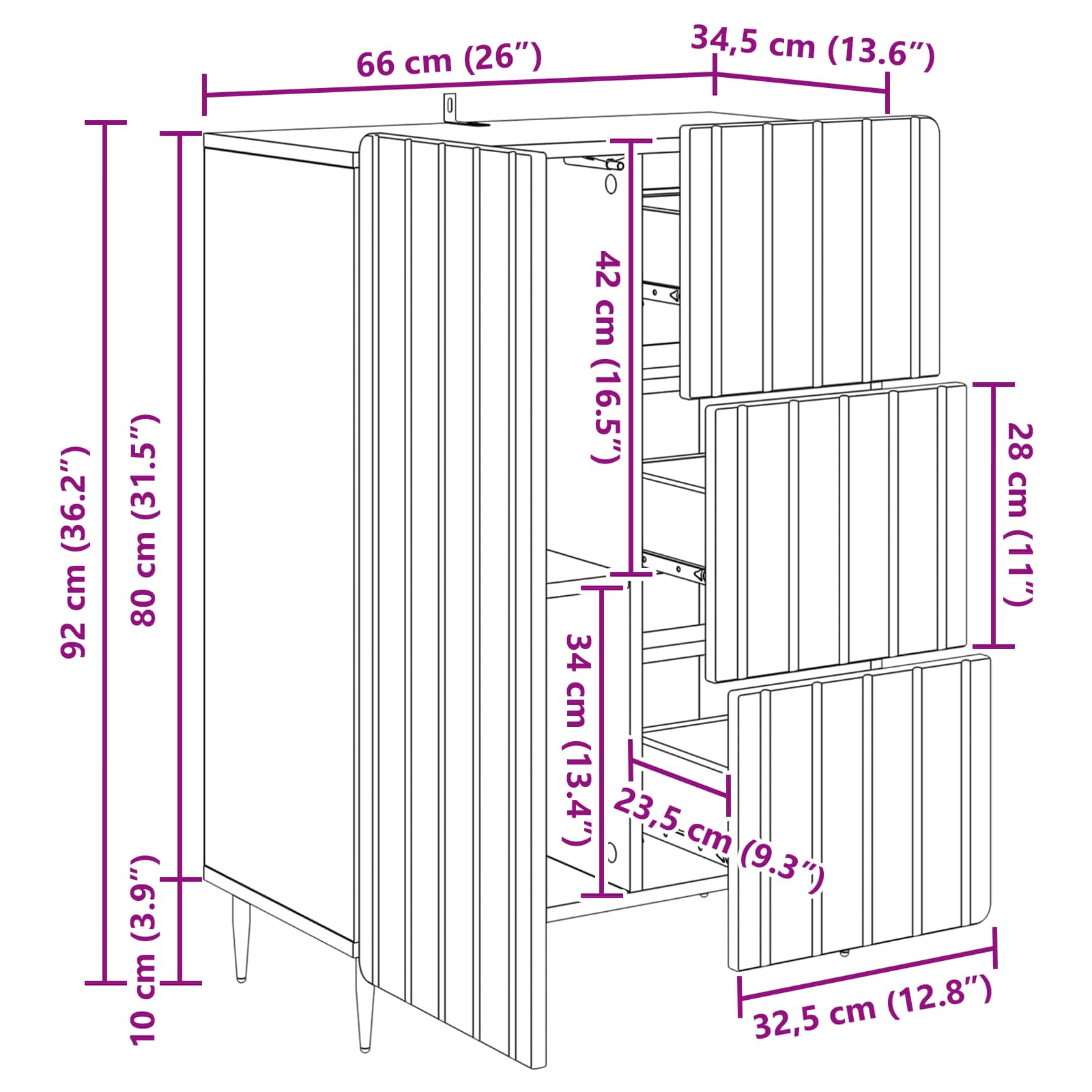 Buffet Chêne Sonoma 66 x 34,5 x 91,5 cm Bois d'ingénierie - XIOS