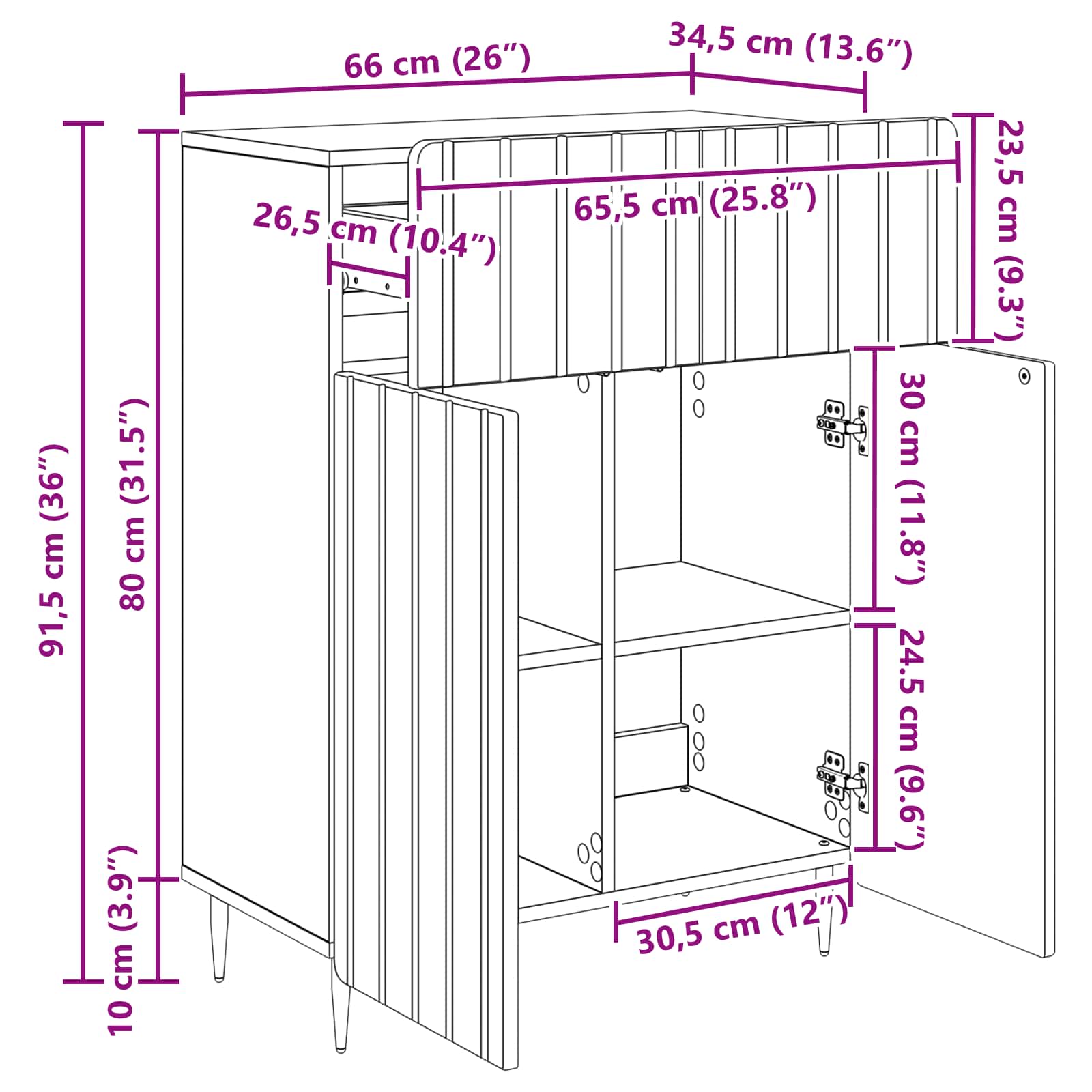 Buffet Chêne Sonoma 66 x 34,5 x 92 cm Bois d'ingénierie - XIOS