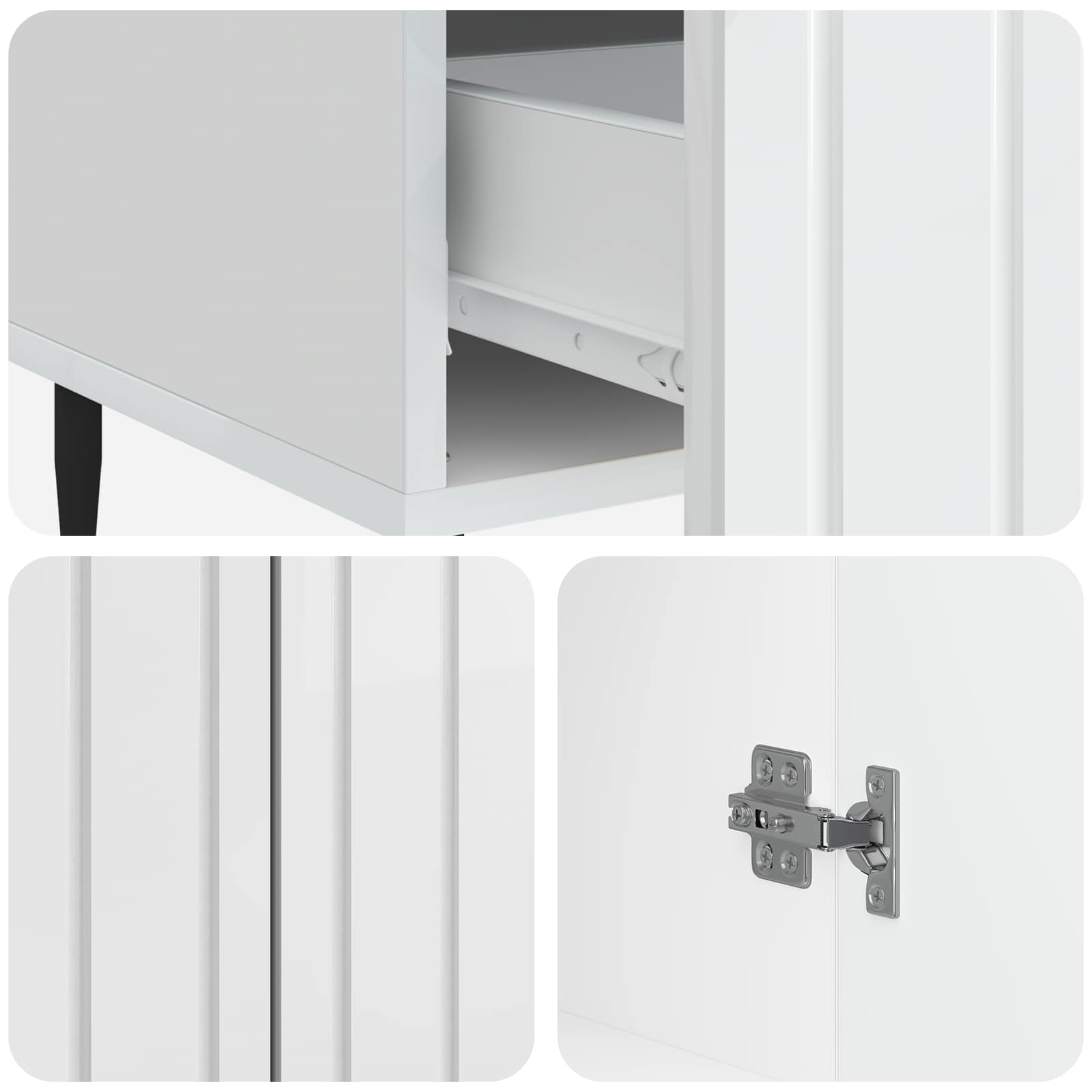 Buffet Blanc brillant 66 x 34,5 x 97 cm Bois d'ingénierie - XIOS