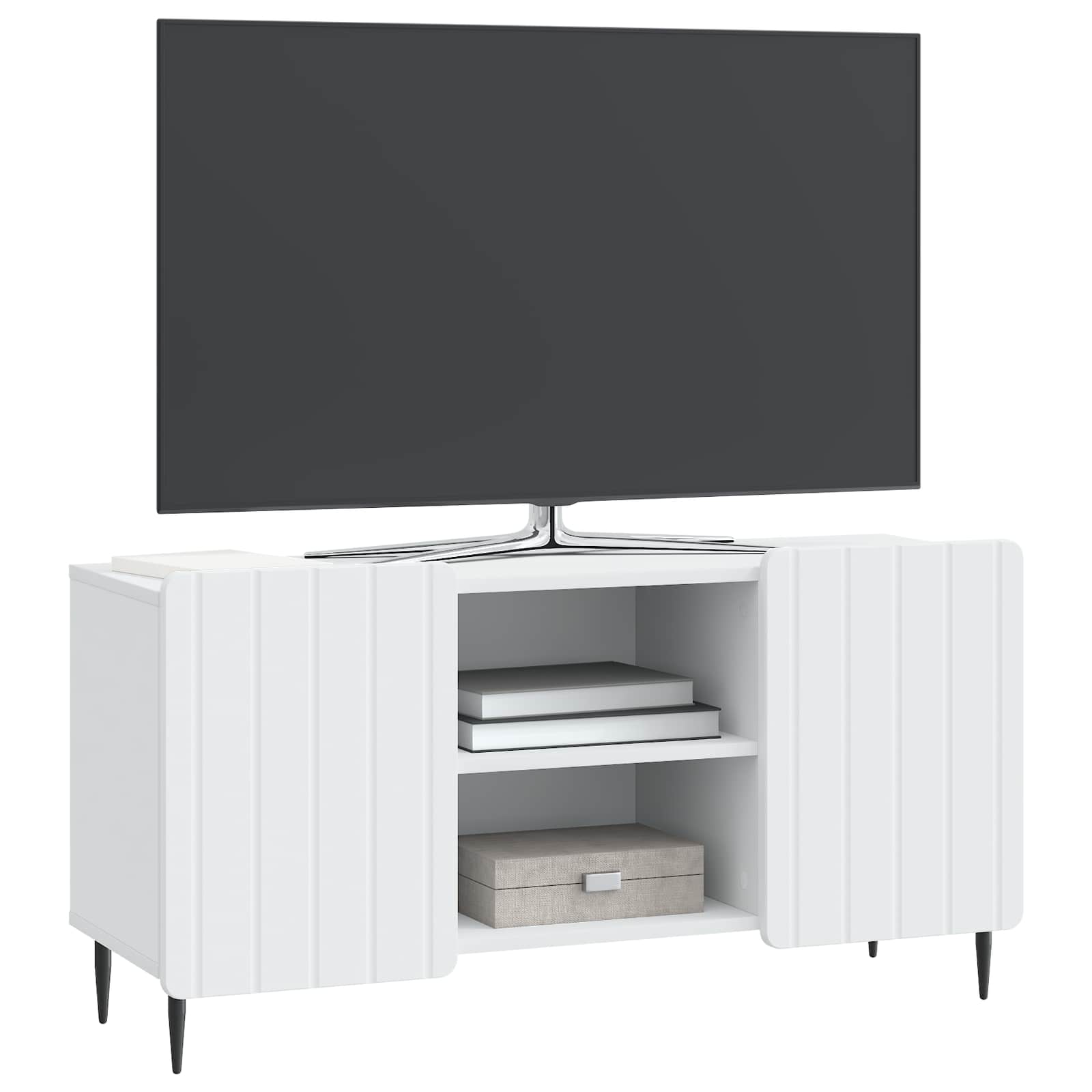 Meuble TV Blanc 102 x 34,5 x 52 cm Bois d'ingénierie - XIOS