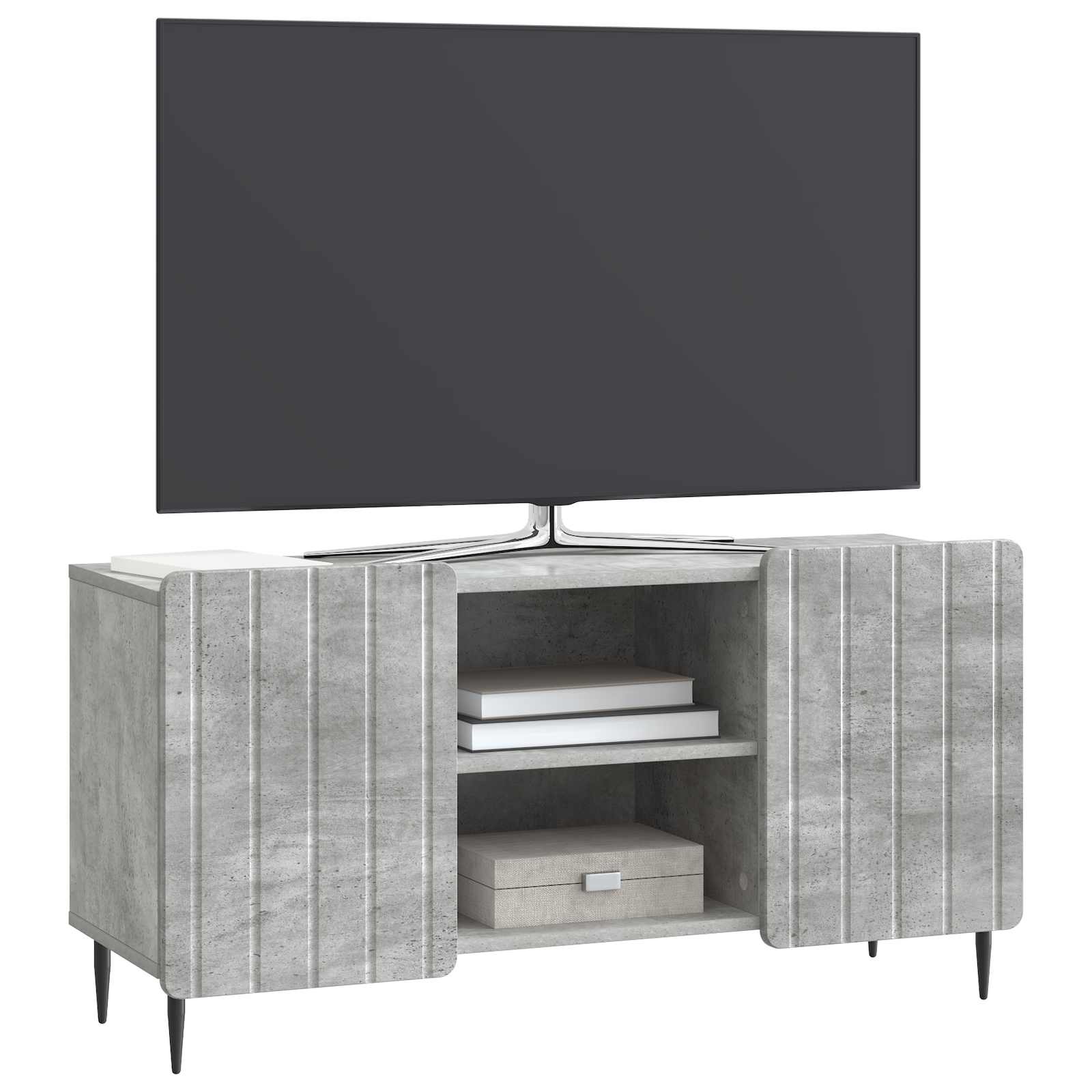 Meuble TV Gris béton 102 x 34,5 x 52 cm Bois d'ingénierie - XIOS