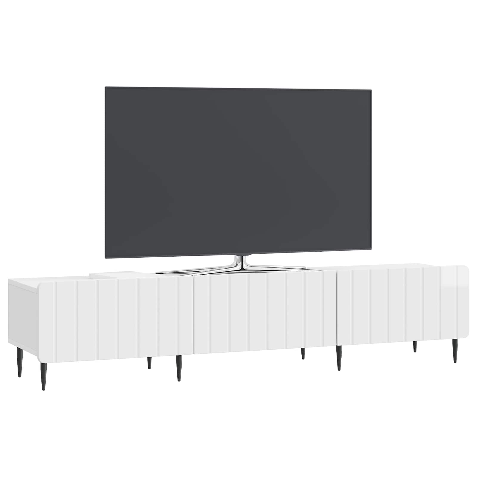 Meuble TV Blanc brillant 147 x 34,5 x 32 cm Bois d'ingénierie - XIOS