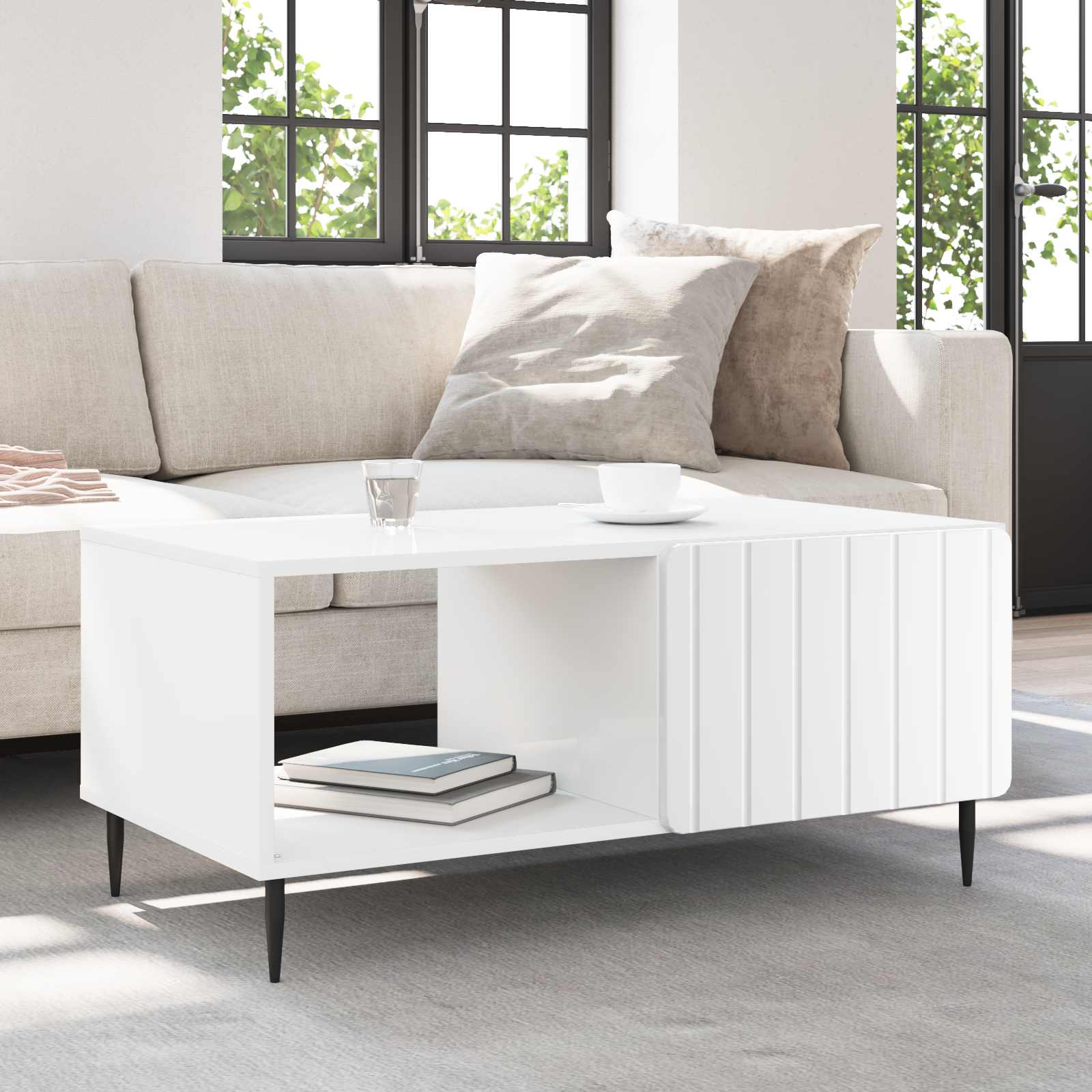 Table basse Blanc 90 x 50 x 40 cm Bois d'ingénierie - XIOS