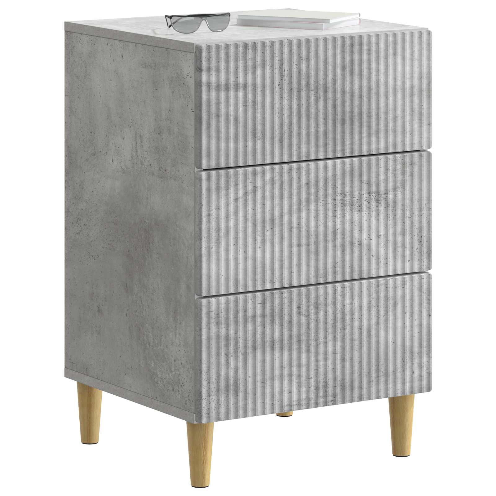 Cabinet de chevet avec tiroir Gris béton 43 x 41 x 66,5 cm - XIOS