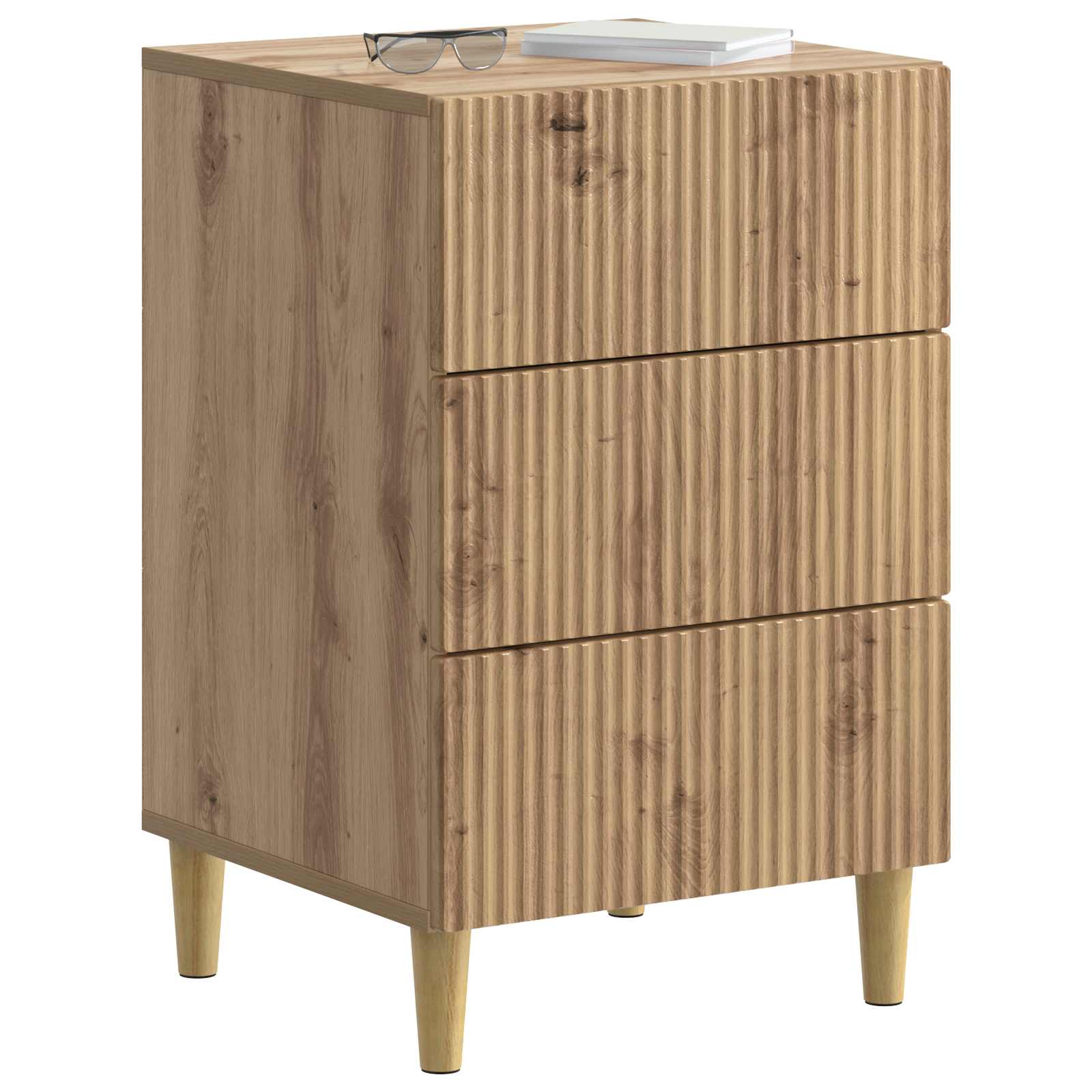 Cabinet de chevet avec tiroir Chêne artisanal 43 x 41 x 66,5 cm - XIOS
