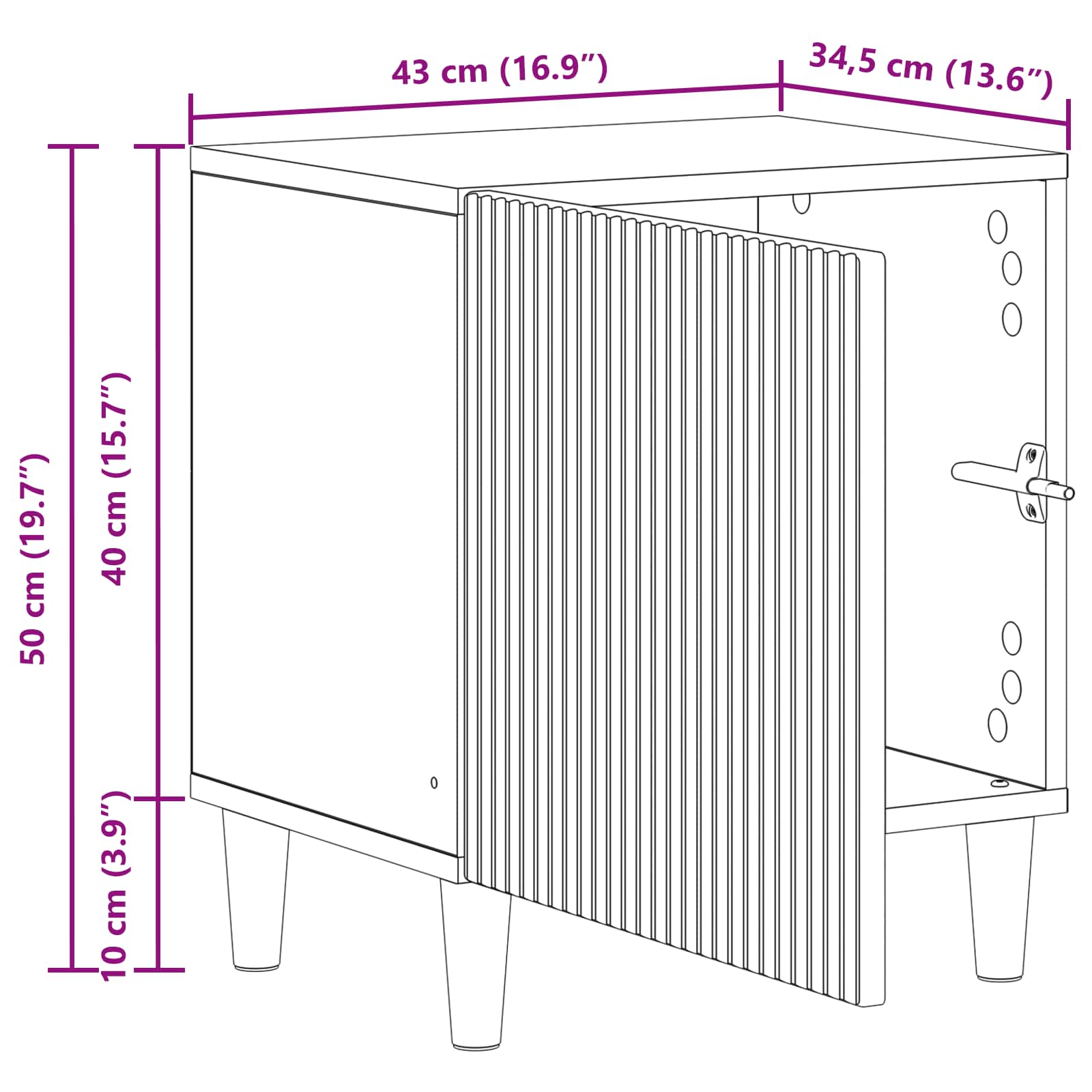 Cabinet de chevet Chêne Sonoma 43 x 34,5 x 50 cm - XIOS