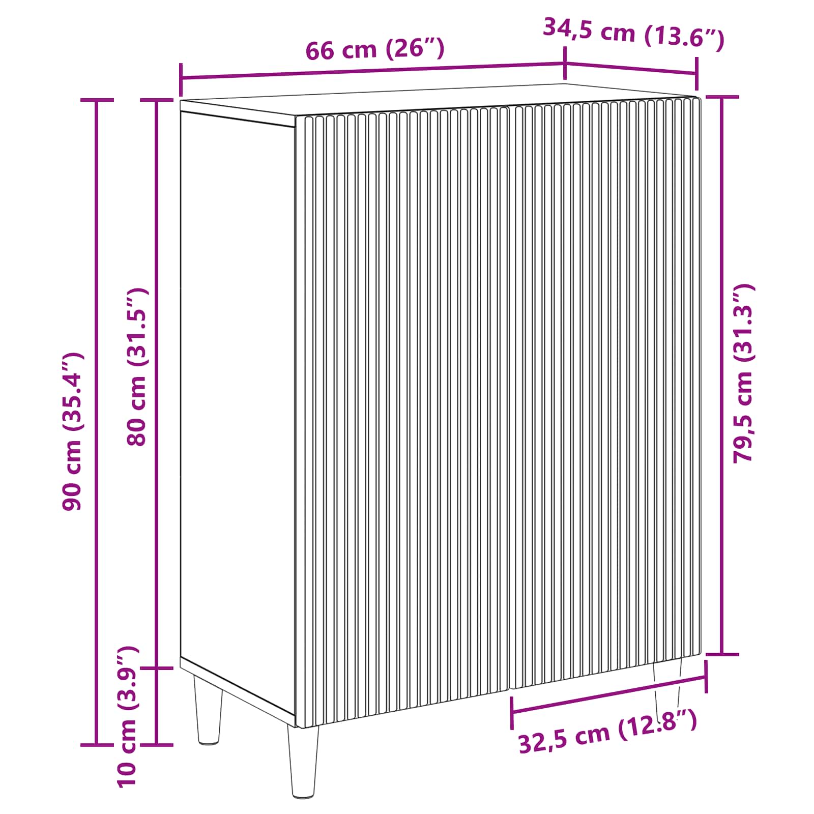 Buffet Blanc 66 x 34,5 x 90 cm Bois d'ingénierie - XIOS
