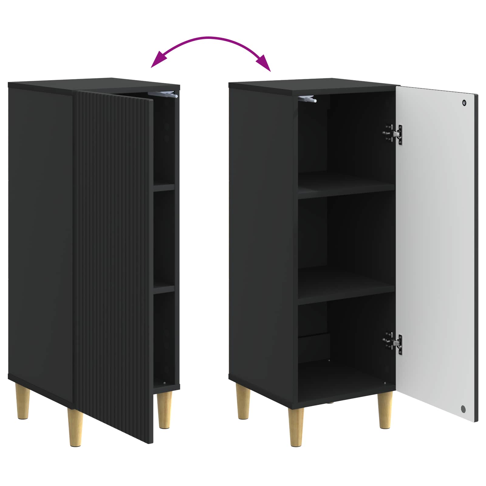 Buffet Noir 33 x 34,5 x 90 cm Bois d'ingénierie - XIOS