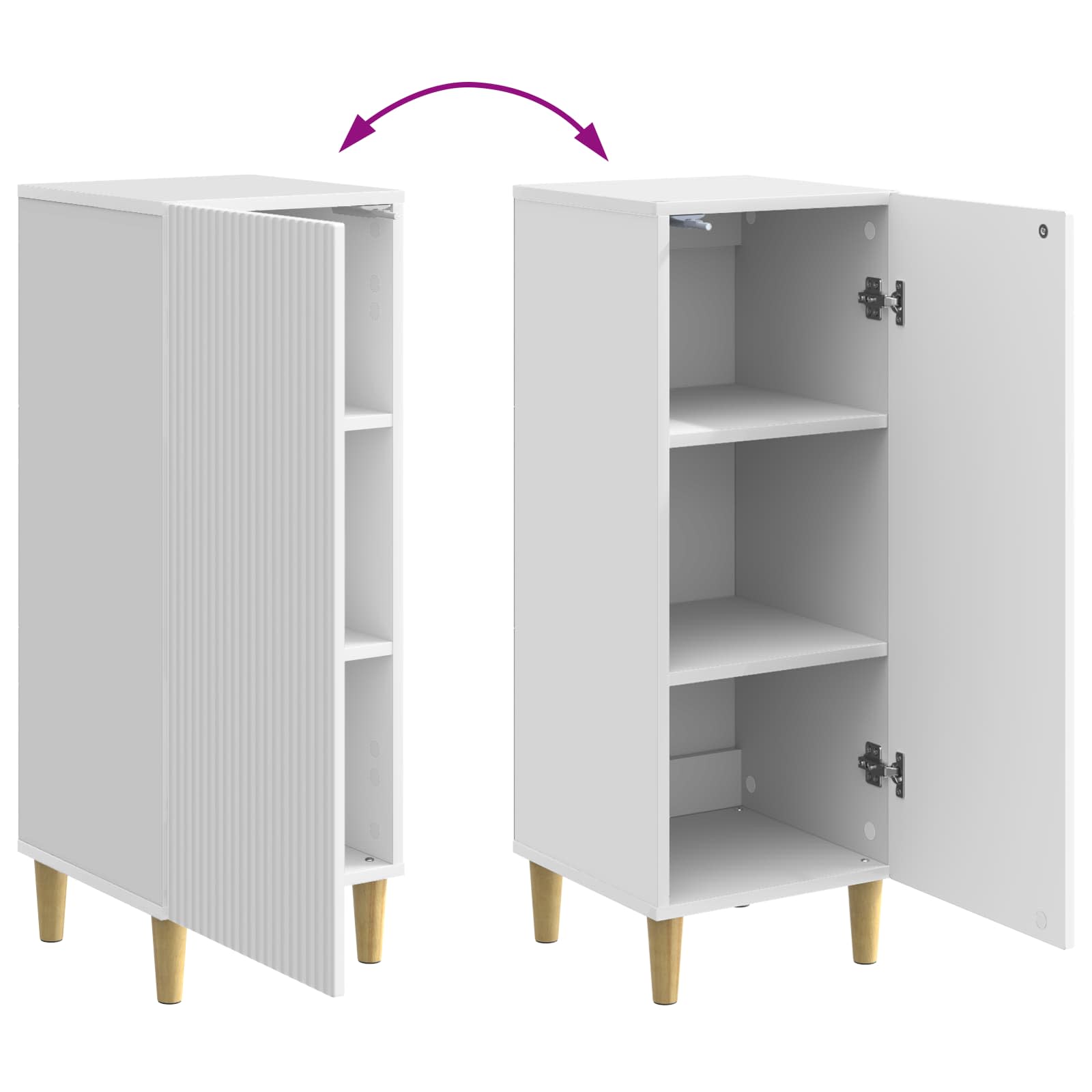 Buffet Blanc brillant 33 x 34,5 x 90 cm Bois d'ingénierie - XIOS