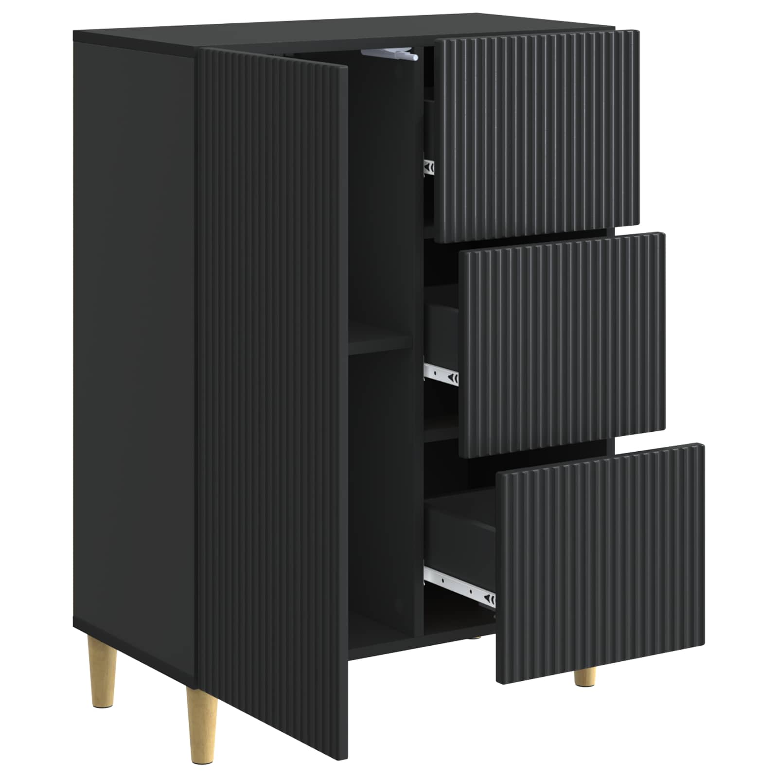 Buffet avec tiroir Noir 66 x 34,5 x 90 cm Bois d'ingénierie - XIOS