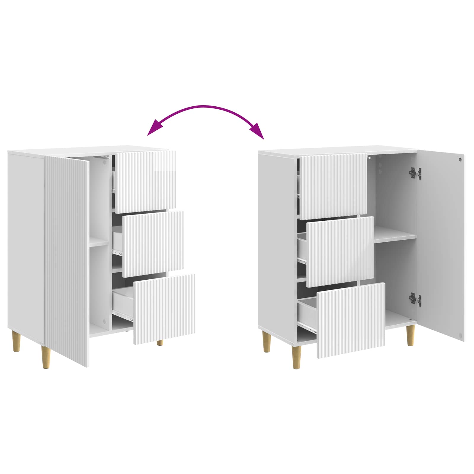 Buffet Blanc brillant 66 x 34,5 x 90 cm Bois d'ingénierie - XIOS