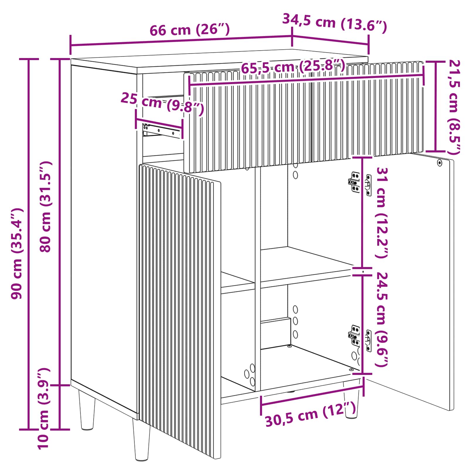 Buffet Chêne Sonoma 66 x 34,5 x 90 cm Bois d'ingénierie - XIOS