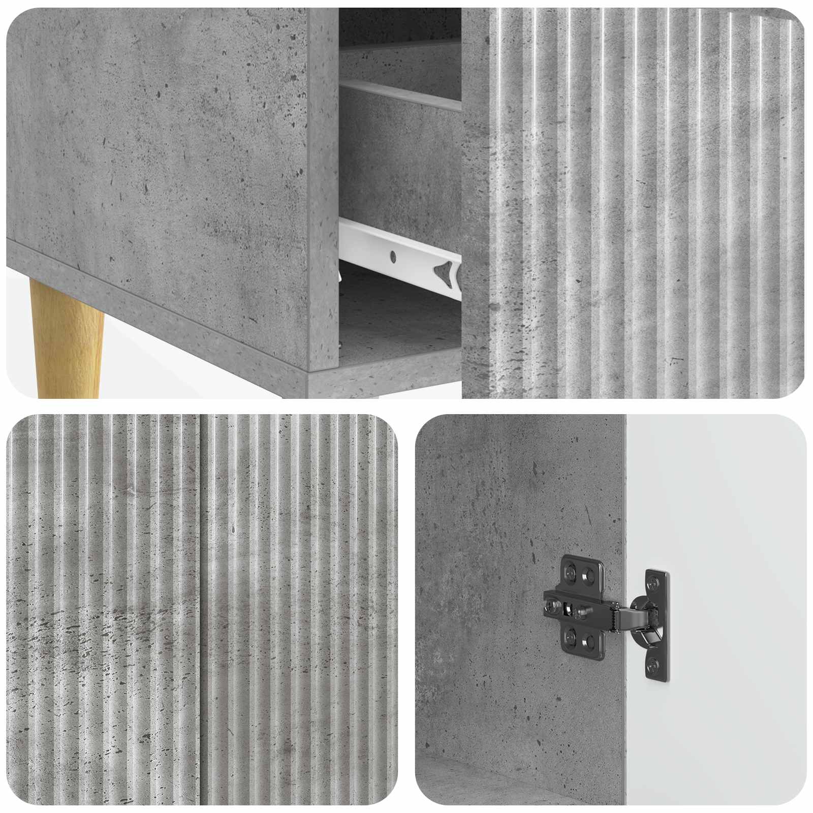 Buffet Gris béton 66 x 34,5 x 95 cm Bois d'ingénierie - XIOS